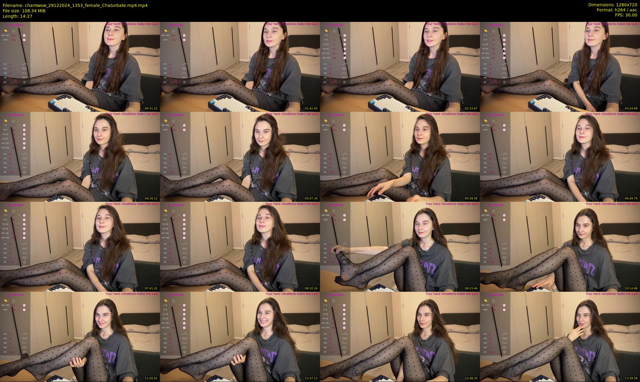 chantwow — 15 minute Chaturbate female cam show recording, 720p, Dec 29, 2024