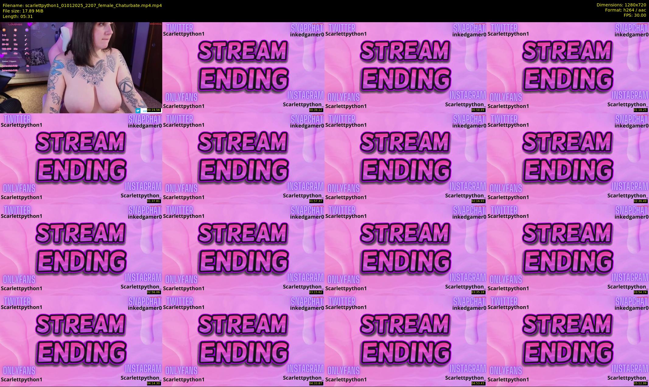 scarlettpython1 — 6 minute Chaturbate female cam show recording, 720p, Jan 1, 2025