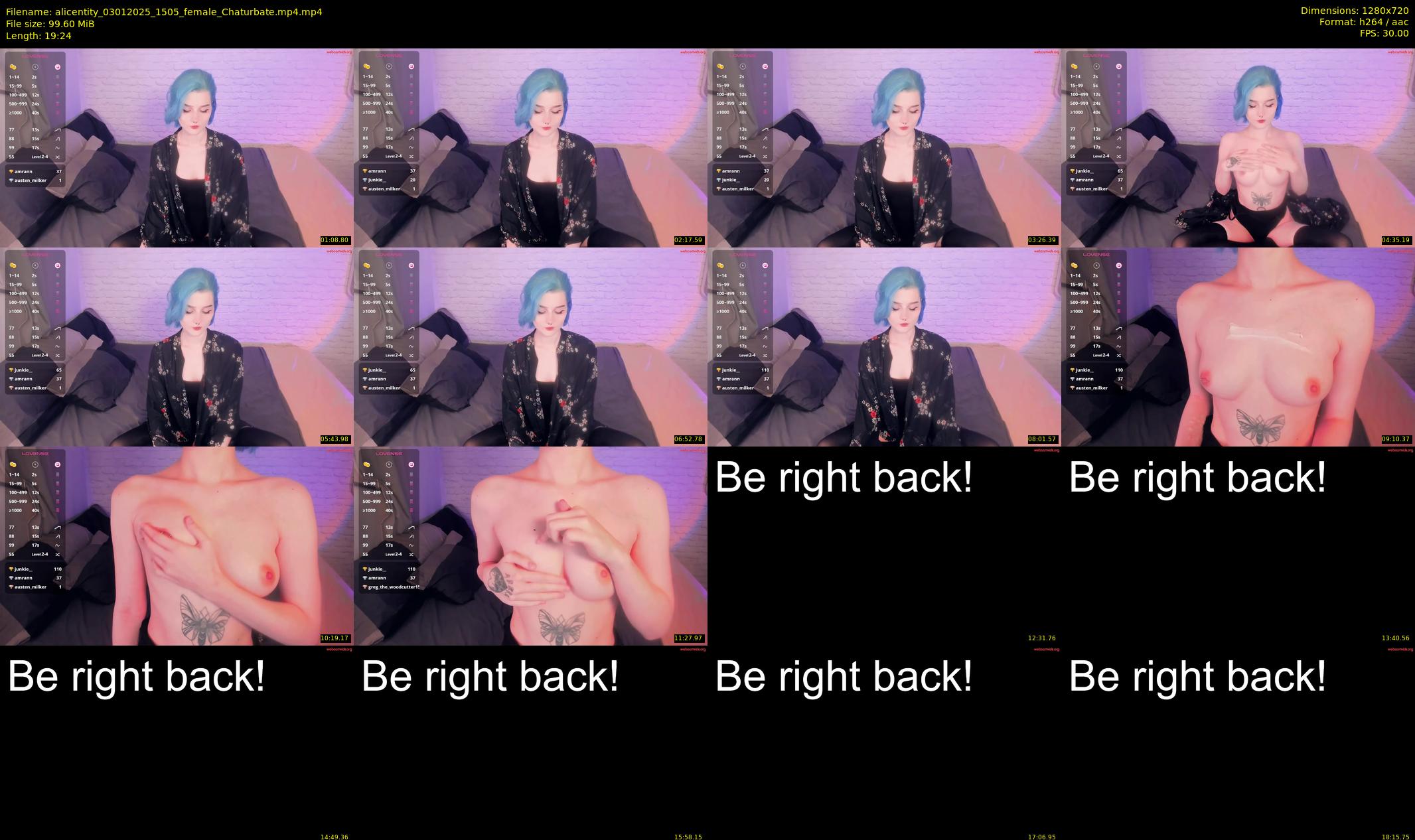 alicentity — 20 minute Chaturbate female cam show recording, 720p, Jan 3, 2025