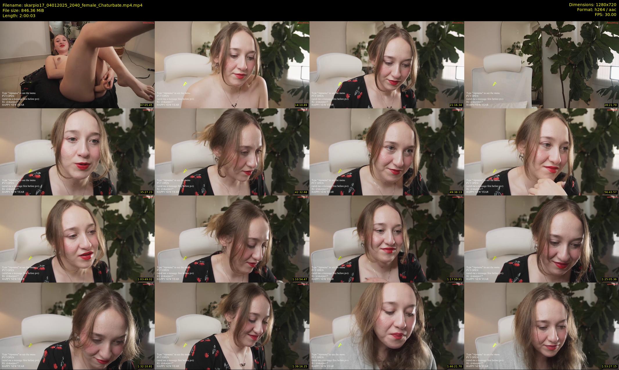 skarpio17 — 121 minute Chaturbate female cam show recording, 720p, Jan 4, 2025