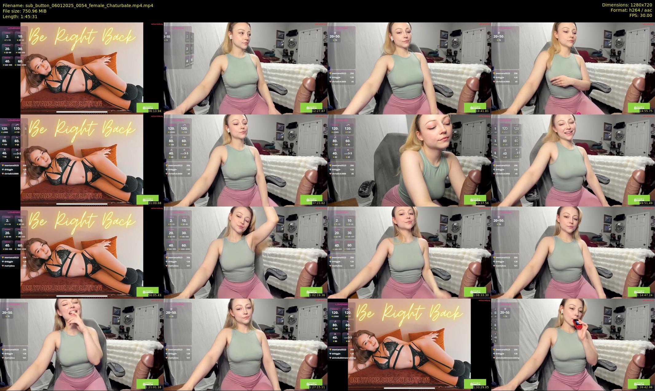 sub_button — 106 minute Chaturbate female cam show recording, 720p, Jan 6, 2025