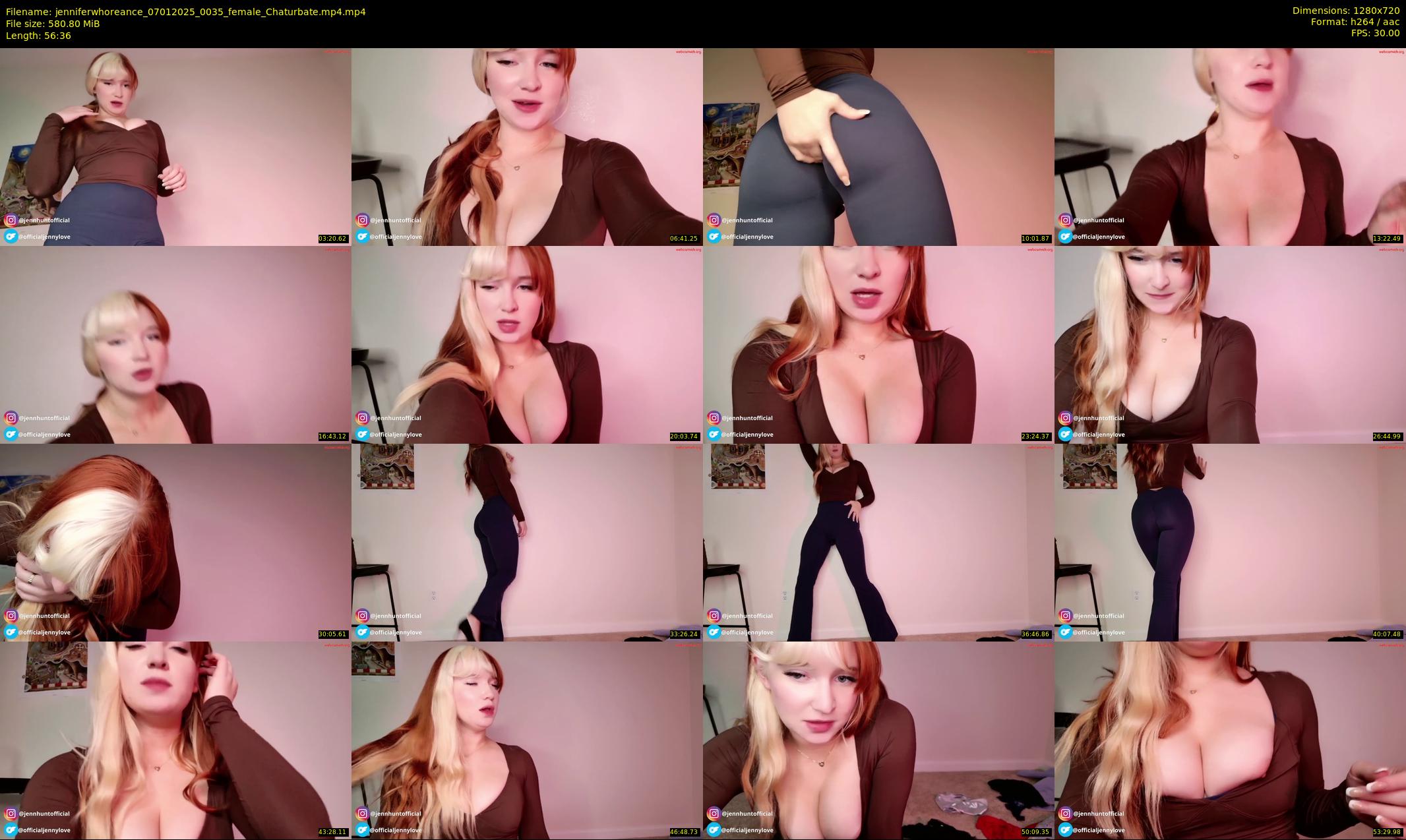jenniferwhoreance — 57 minute Chaturbate female cam show recording, 720p, Jan 7, 2025