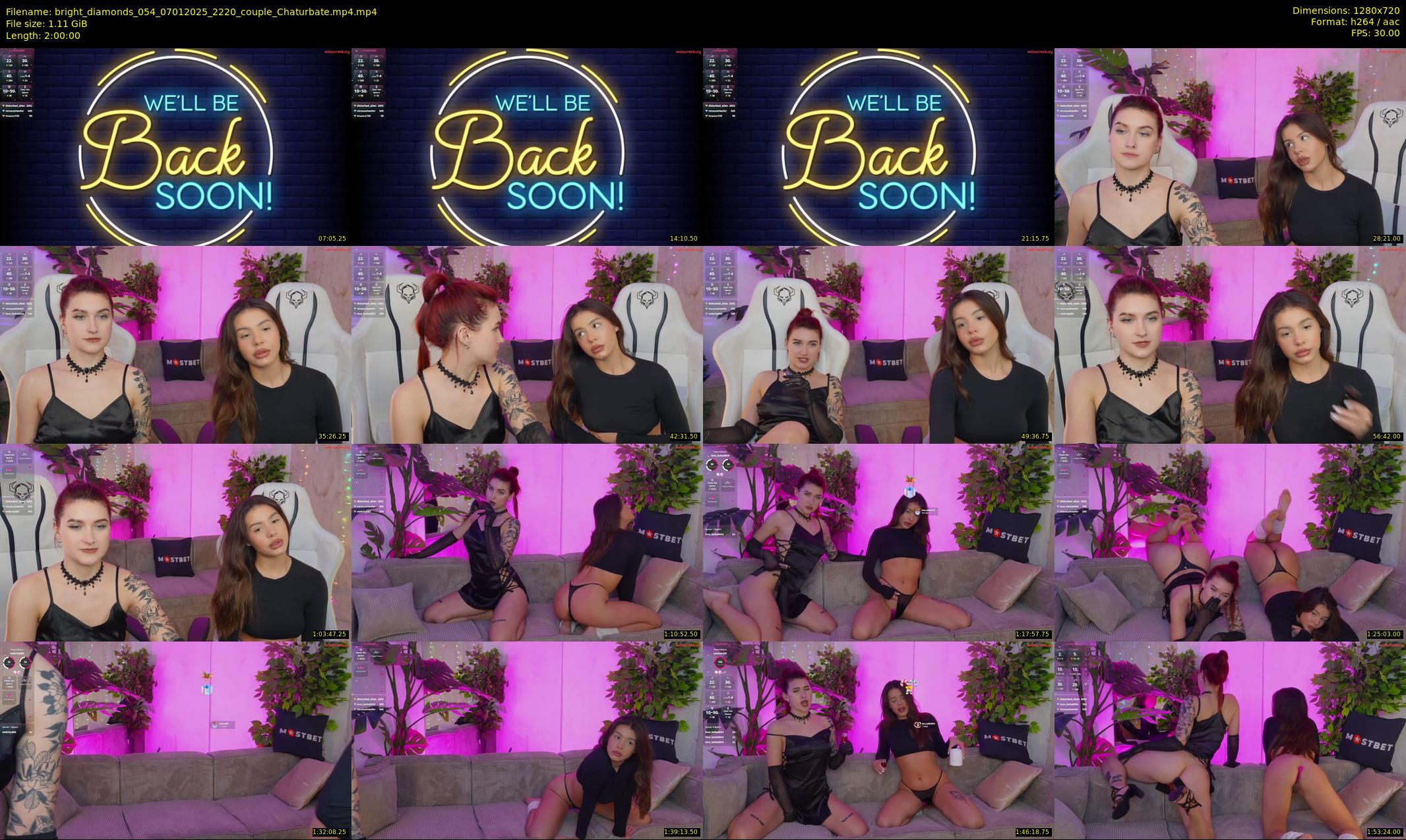 bright_diamonds_054 — 120 minute Chaturbate couple cam show recording, 720p, Jan 7, 2025
