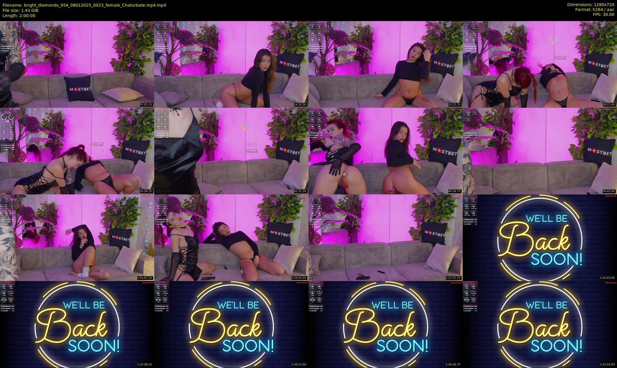 bright_diamonds_054 — 120 minute Chaturbate couple cam show recording, 720p, Jan 8, 2025