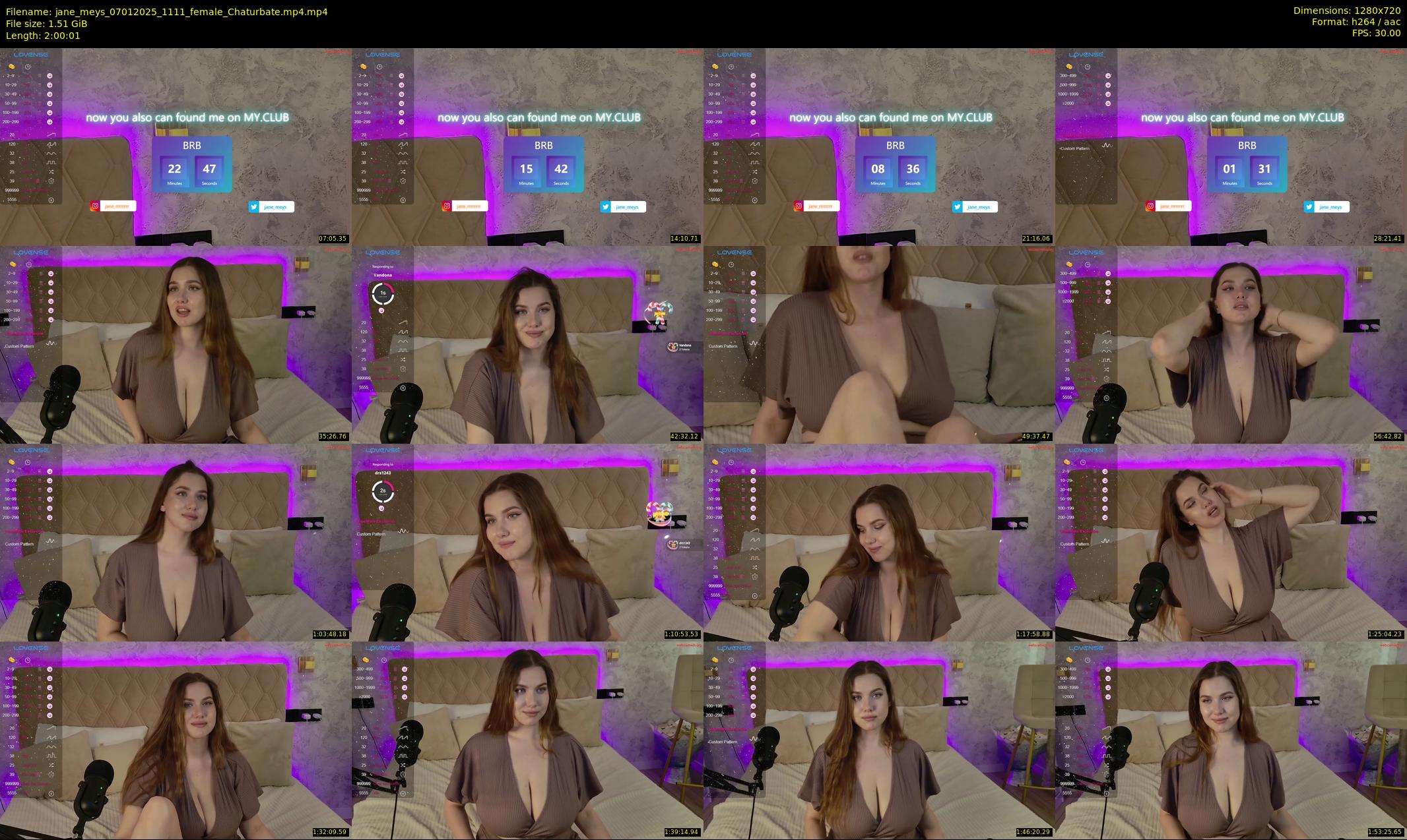 jane_meys — 121 minute Chaturbate female cam show recording, 720p, Jan 7, 2025