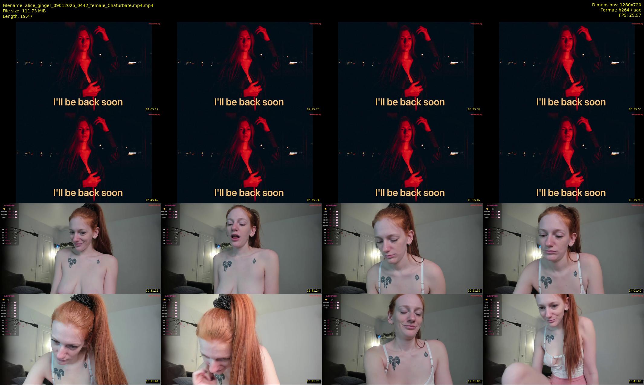 alice_ginger — 20 minute Chaturbate female cam show recording, 720p, Jan 9, 2025