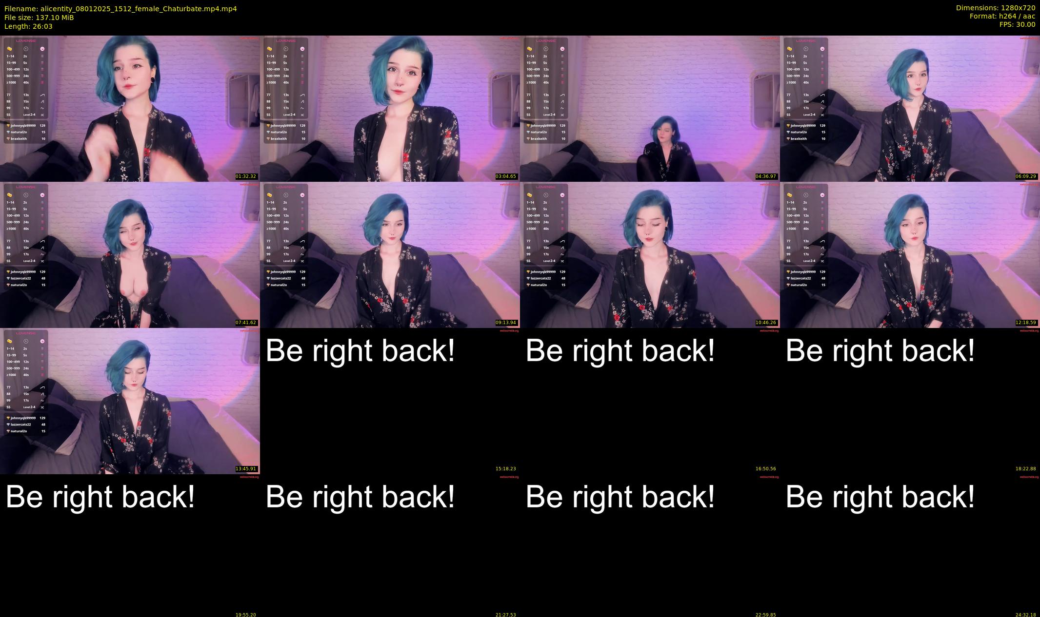 alicentity — 27 minute Chaturbate female cam show recording, 720p, Jan 8, 2025