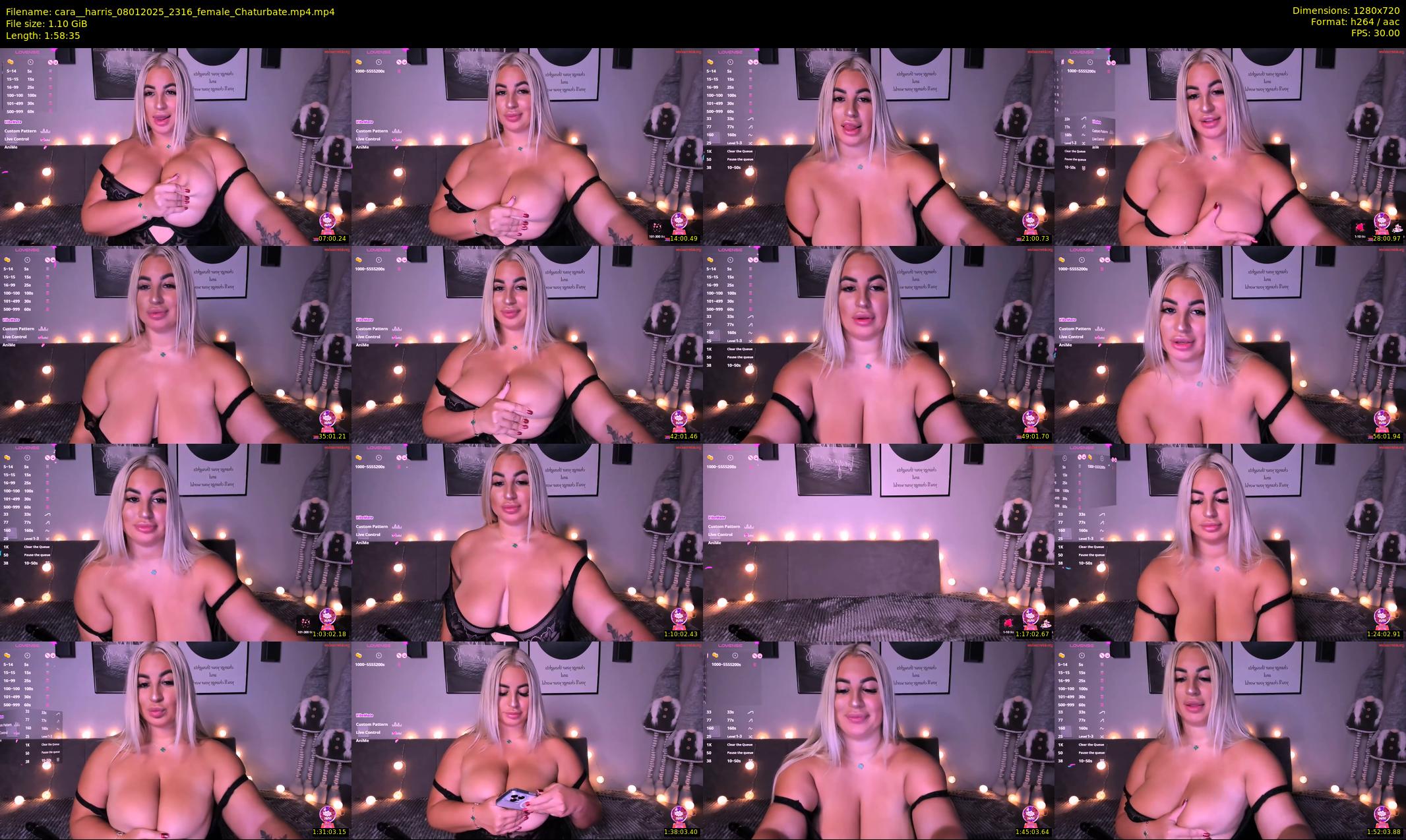 cara__harris — 119 minute Chaturbate female cam show recording, 720p, Jan 8, 2025