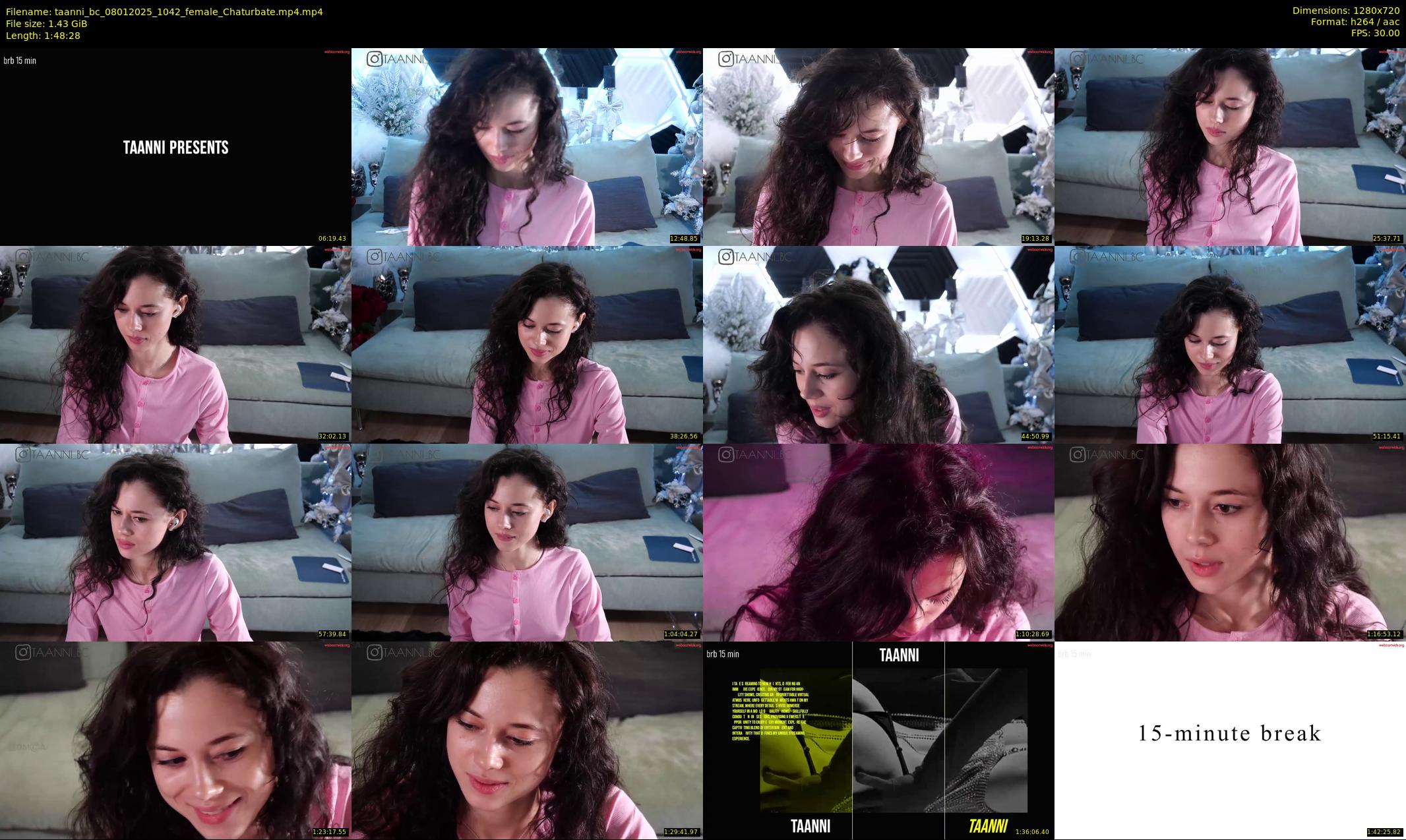 taanni_bc — 109 minute Chaturbate female cam show recording, 720p, Jan 8, 2025