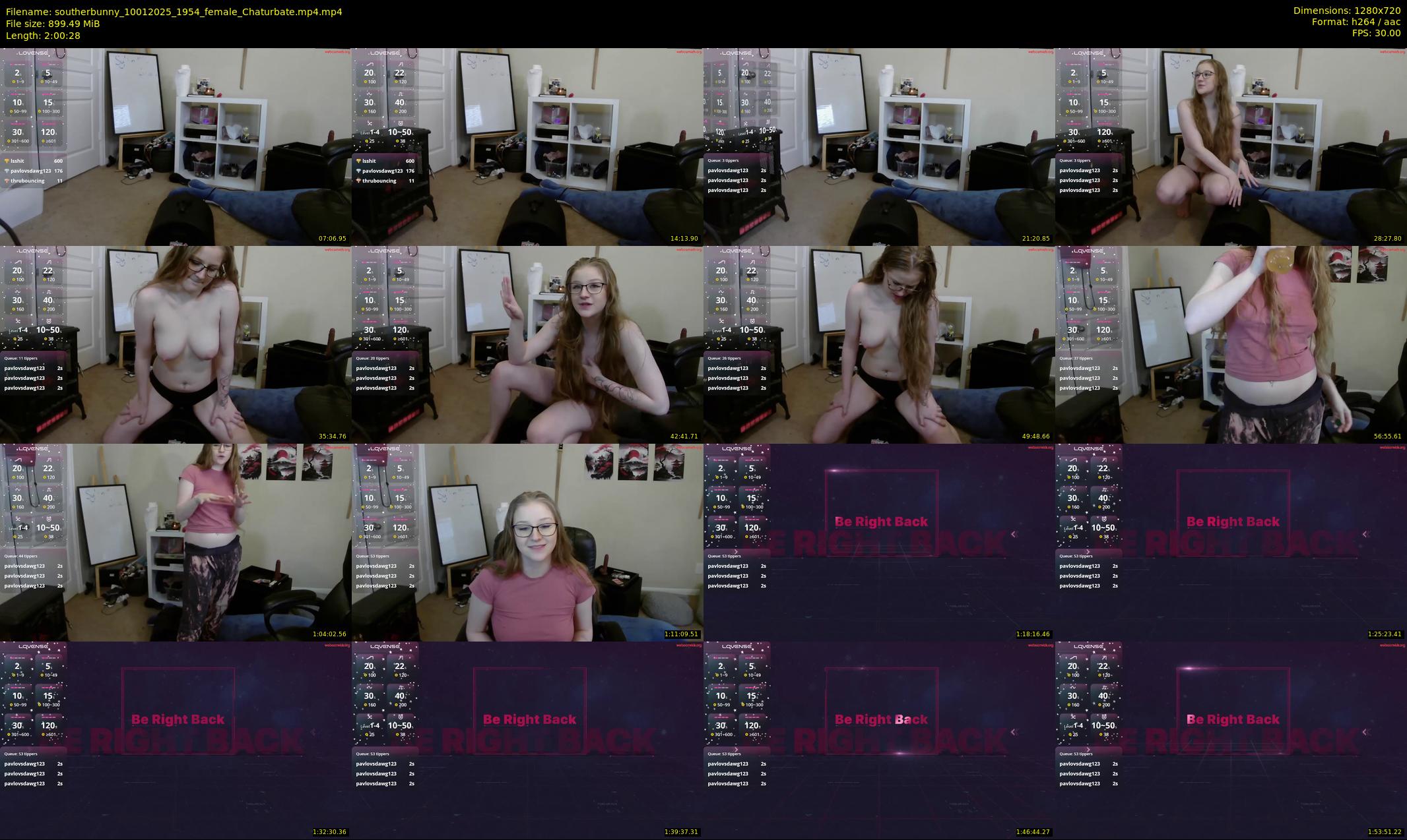 southerbunny — 121 minute Chaturbate female cam show recording, 720p, Jan 10, 2025