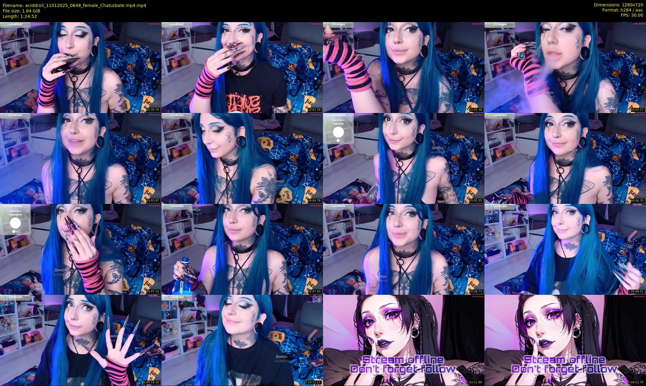 aciddroll — 85 minute Chaturbate female cam show recording, 720p, Jan 11, 2025
