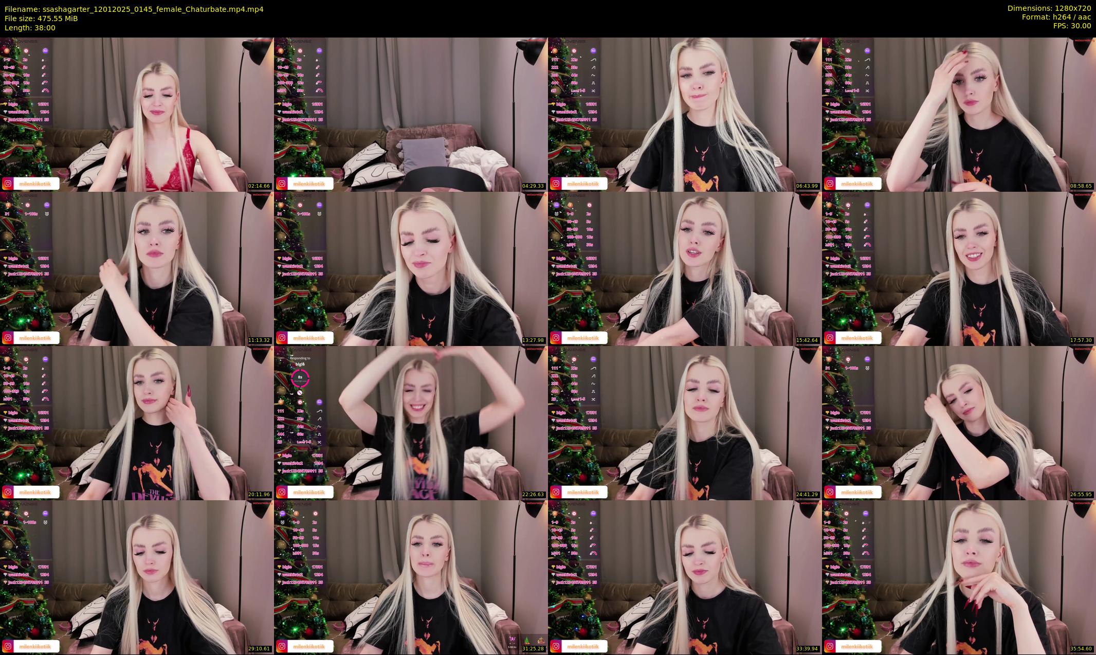 ssashagarter — 38 minute Chaturbate female cam show recording, 720p, Jan 12, 2025
