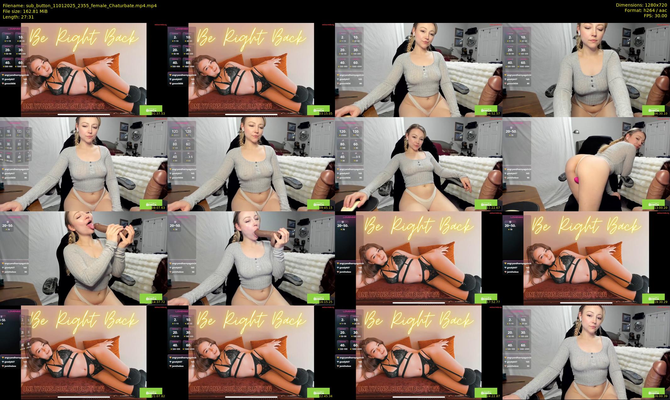 sub_button — 28 minute Chaturbate female cam show recording, 720p, Jan 11, 2025