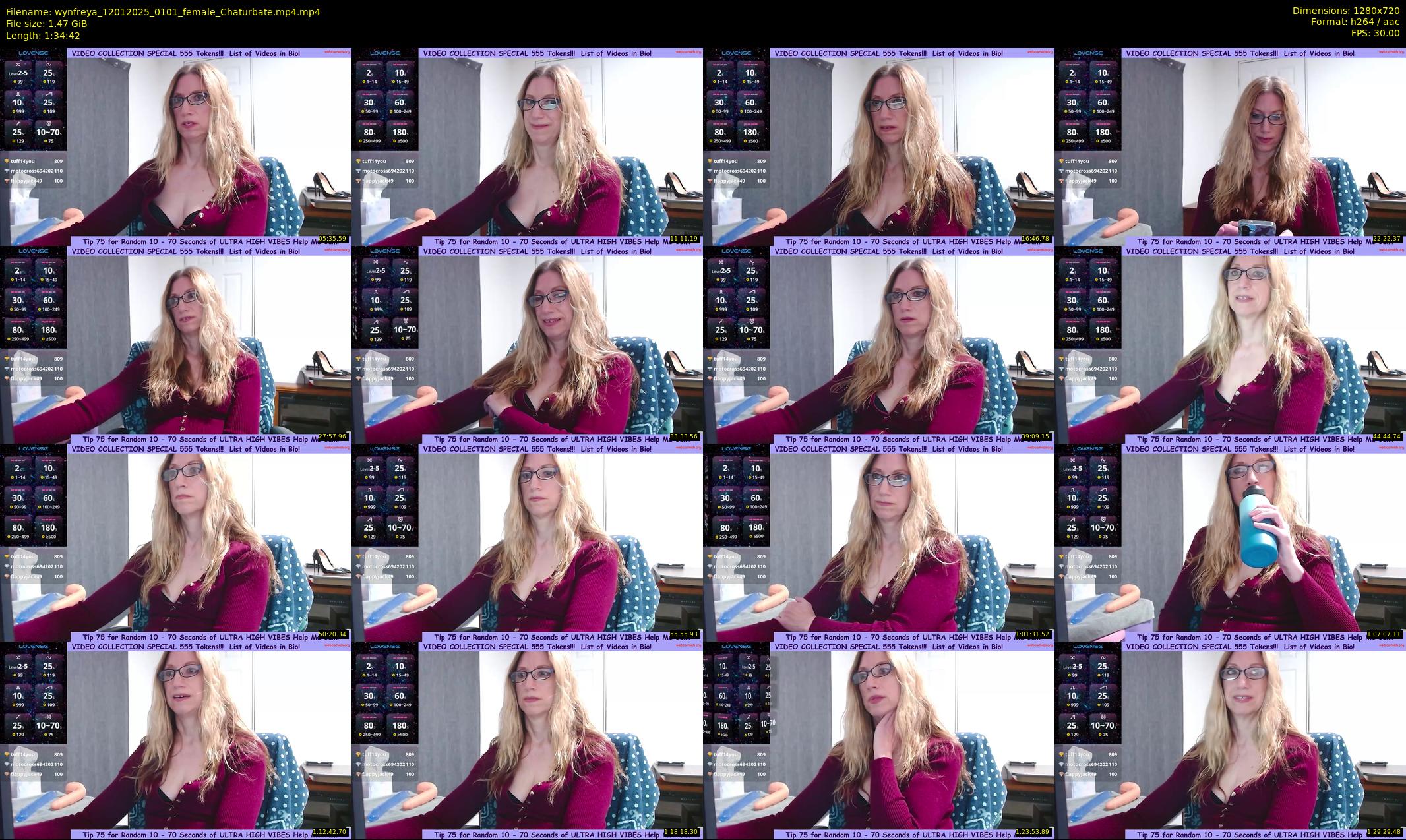 wynfreya — 95 minute Chaturbate female cam show recording, 720p, Jan 12, 2025