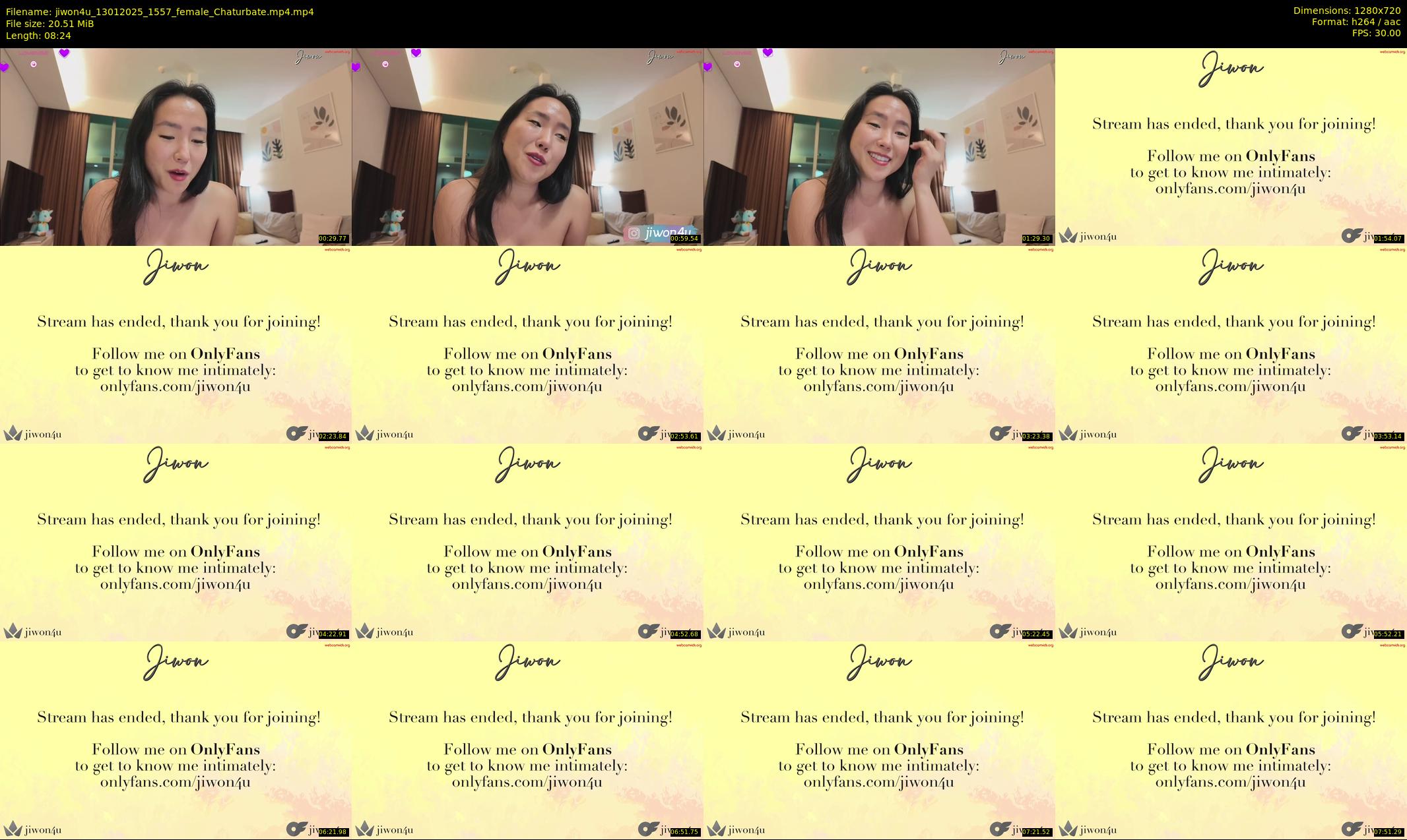 jiwon4u — 9 minute Chaturbate female cam show recording, 720p, Jan 13, 2025