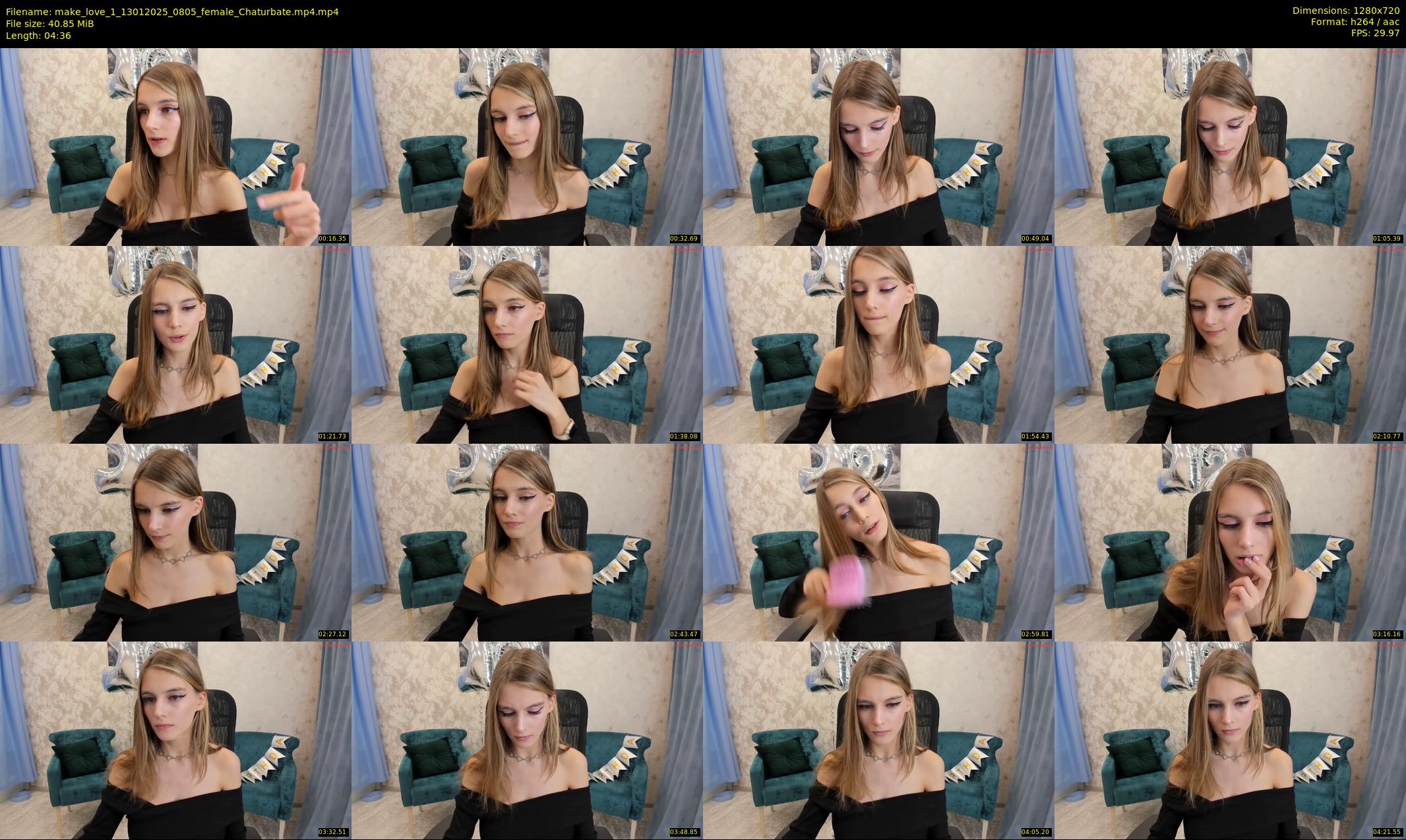 make_love_1 — 5 minute Chaturbate female cam show recording, 720p, Jan 13, 2025