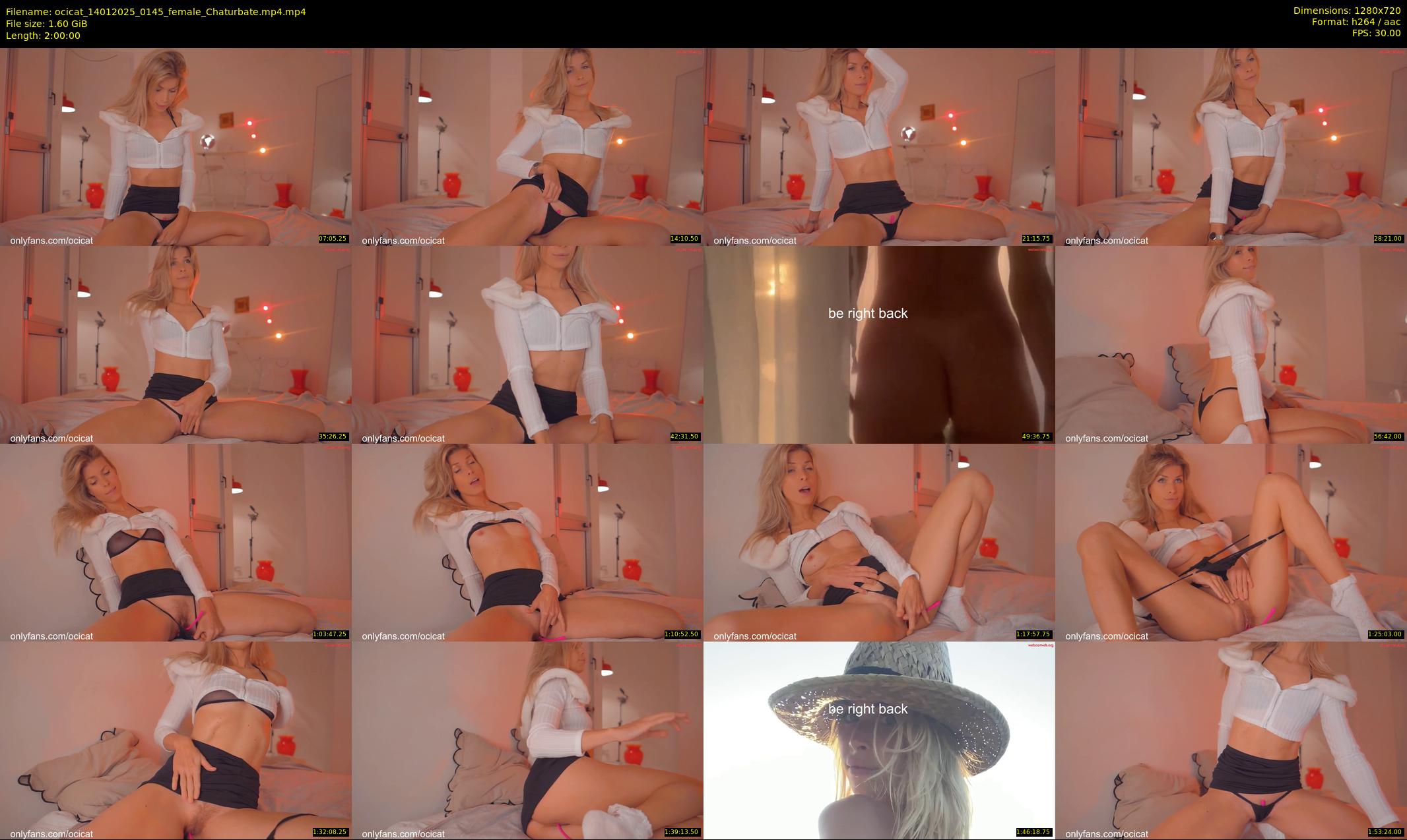 ocicat — 120 minute Chaturbate female cam show recording, 720p, Jan 14, 2025