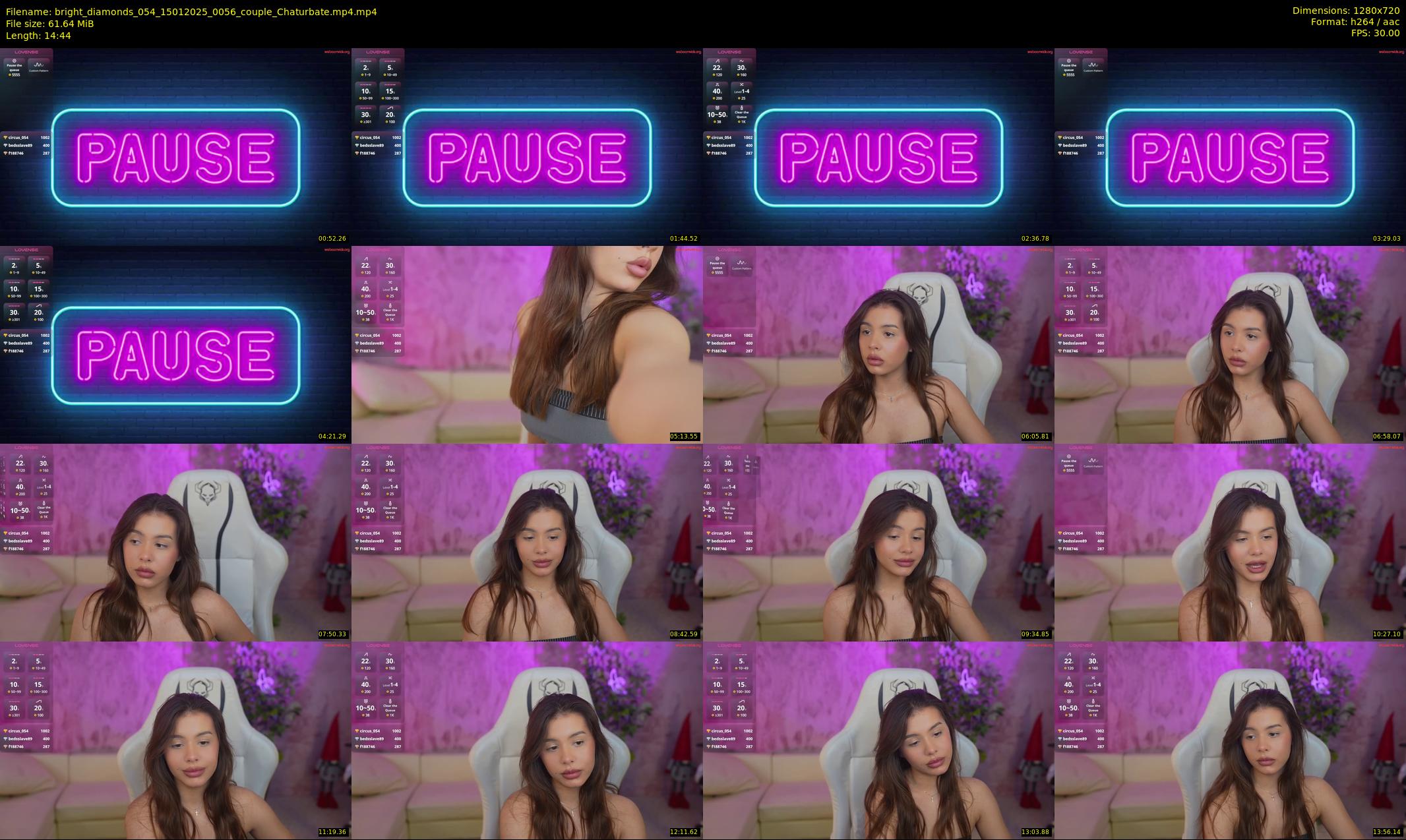 bright_diamonds_054 — 15 minute Chaturbate couple cam show recording, 720p, Jan 15, 2025