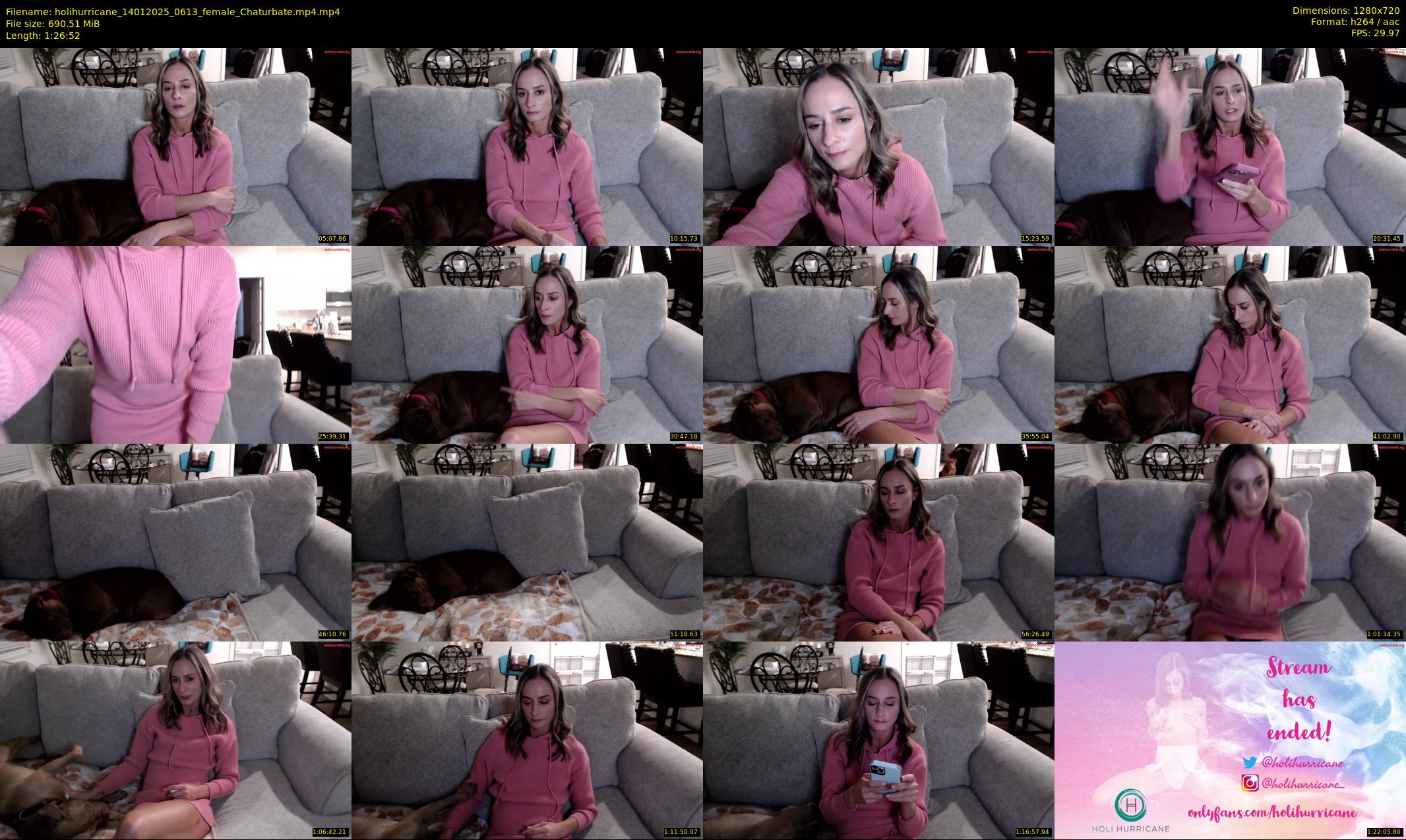 holihurricane — 87 minute Chaturbate female cam show recording, 720p, Jan 14, 2025