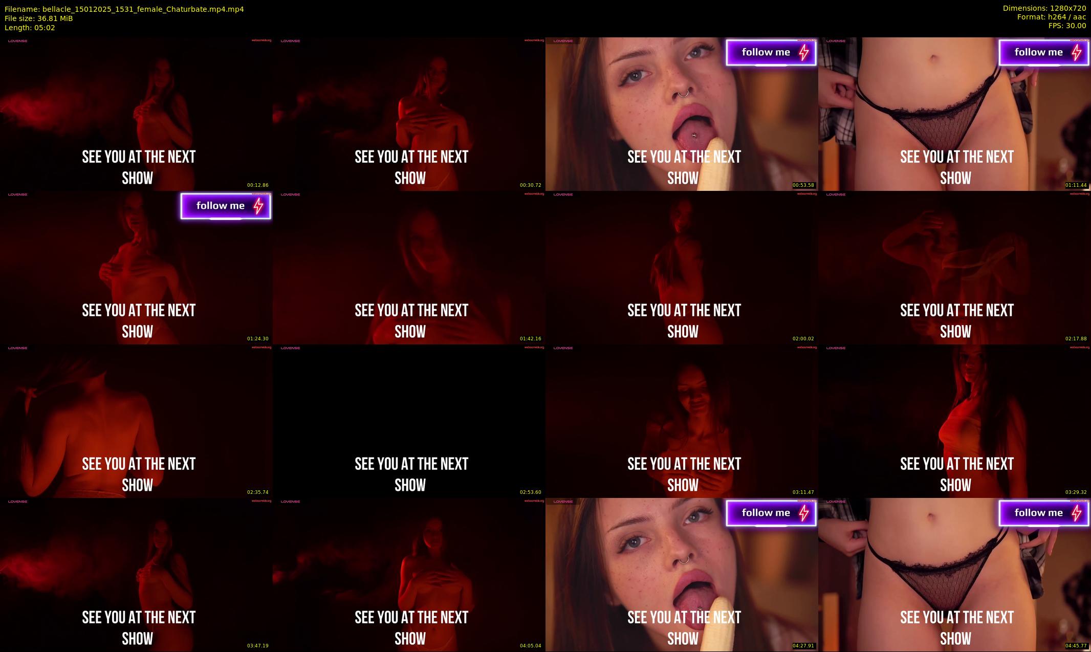 bellacle — 6 minute Chaturbate female cam show recording, 720p, Jan 15, 2025