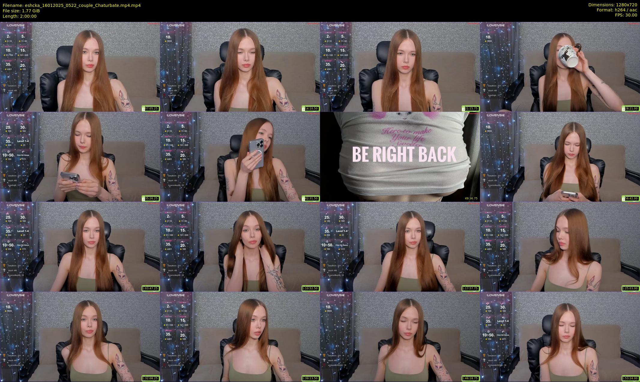 eshcka — 120 minute Chaturbate couple cam show recording, 720p, Jan 16, 2025