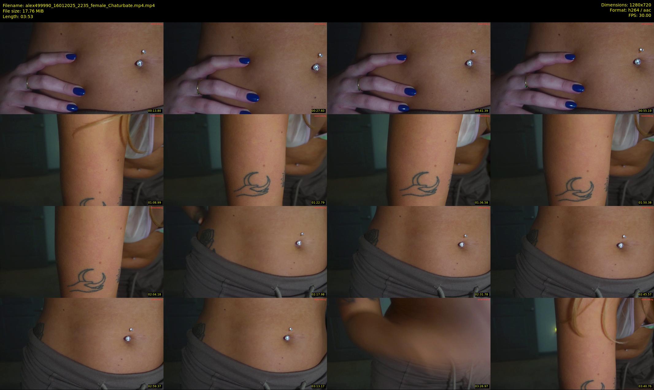 alex499990 — 4 minute Chaturbate female cam show recording, 720p, Jan 16, 2025