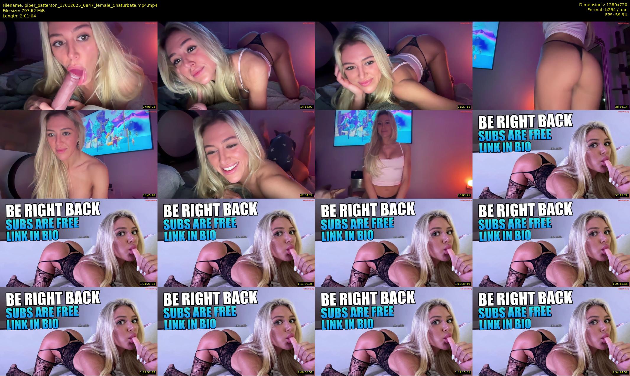 piper_patterson — 122 minute Chaturbate female cam show recording, 720p, Jan 17, 2025