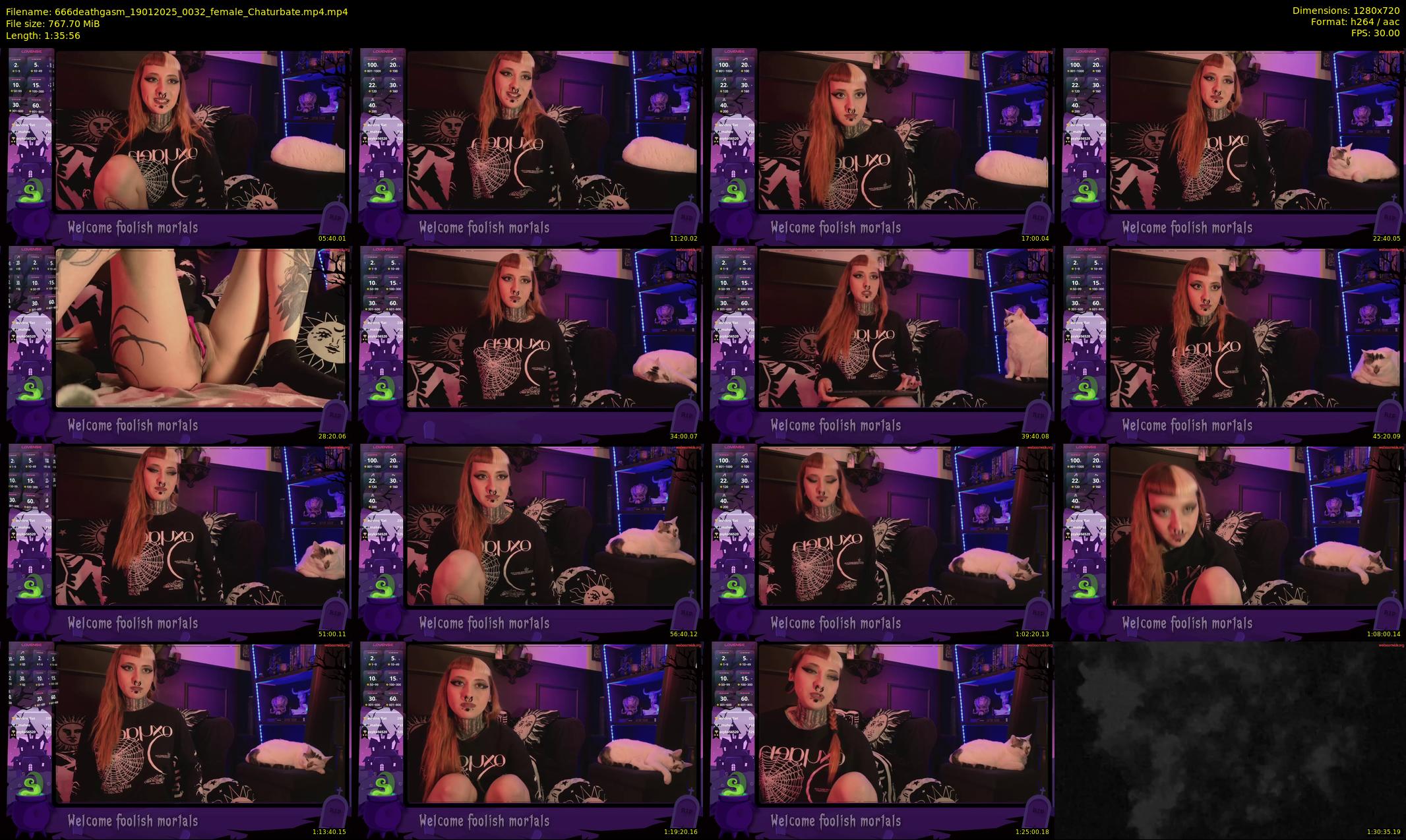 666deathgasm — 96 minute Chaturbate female cam show recording, 720p, Jan 19, 2025