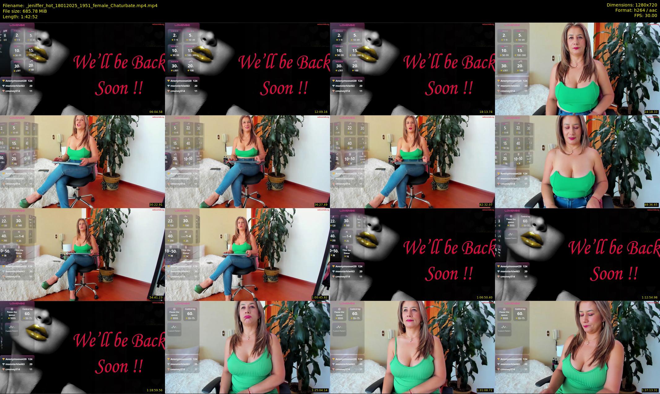 _jeniffer_hot — 103 minute Chaturbate female cam show recording, 720p, Jan 18, 2025