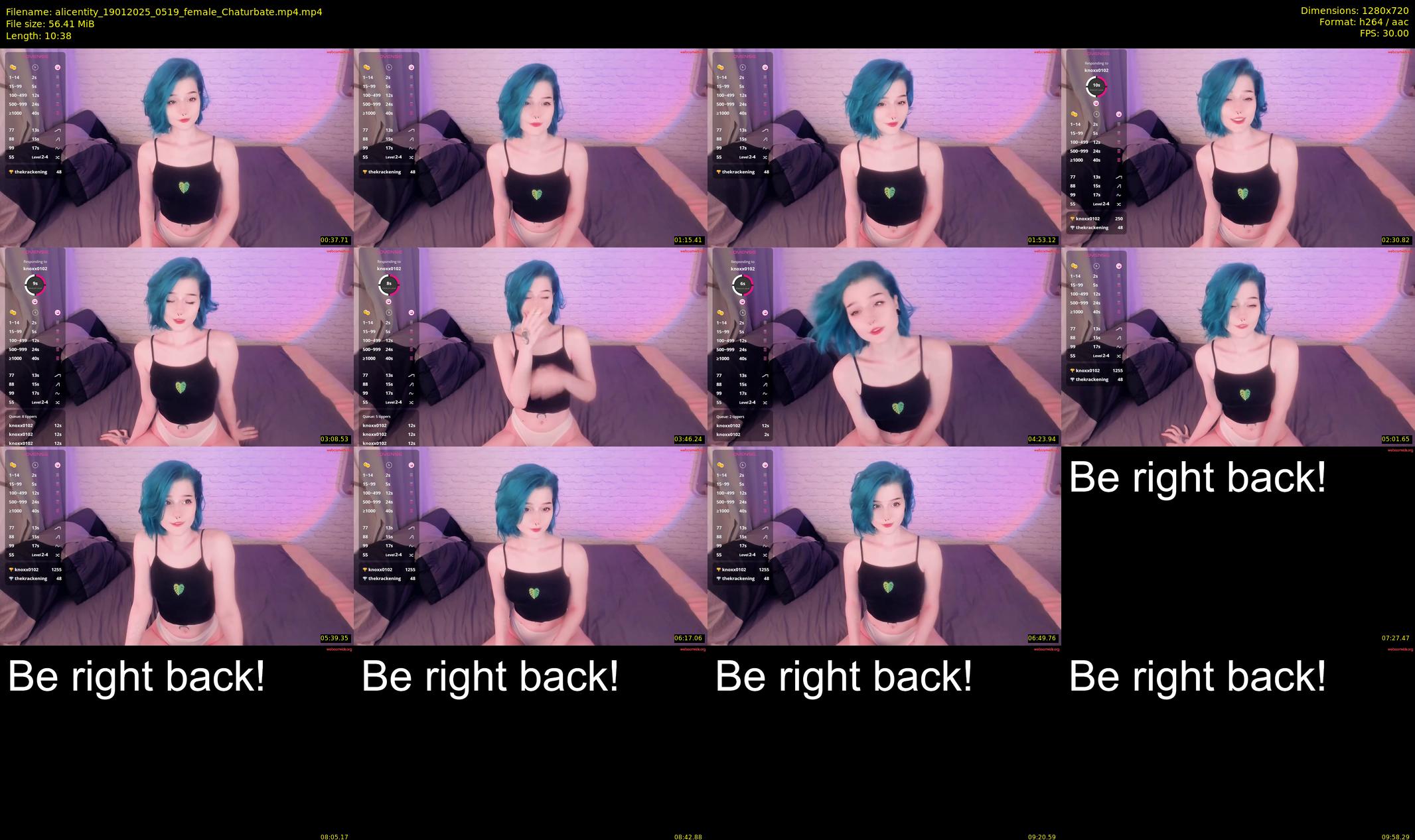 alicentity — 11 minute Chaturbate female cam show recording, 720p, Jan 19, 2025