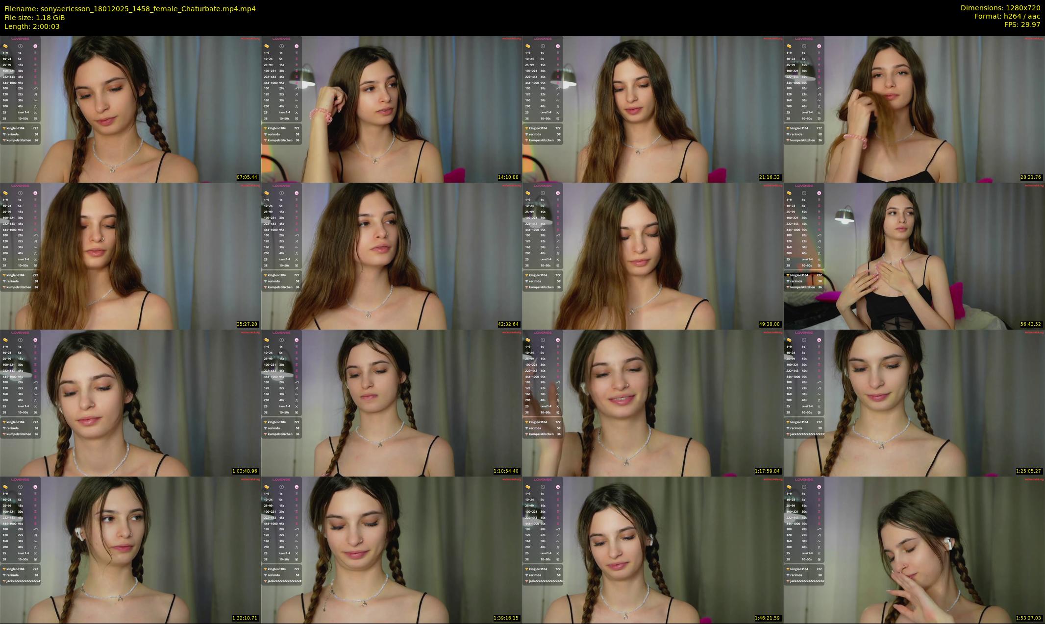 sonyaericsson — 121 minute Chaturbate female cam show recording, 720p, Jan 18, 2025