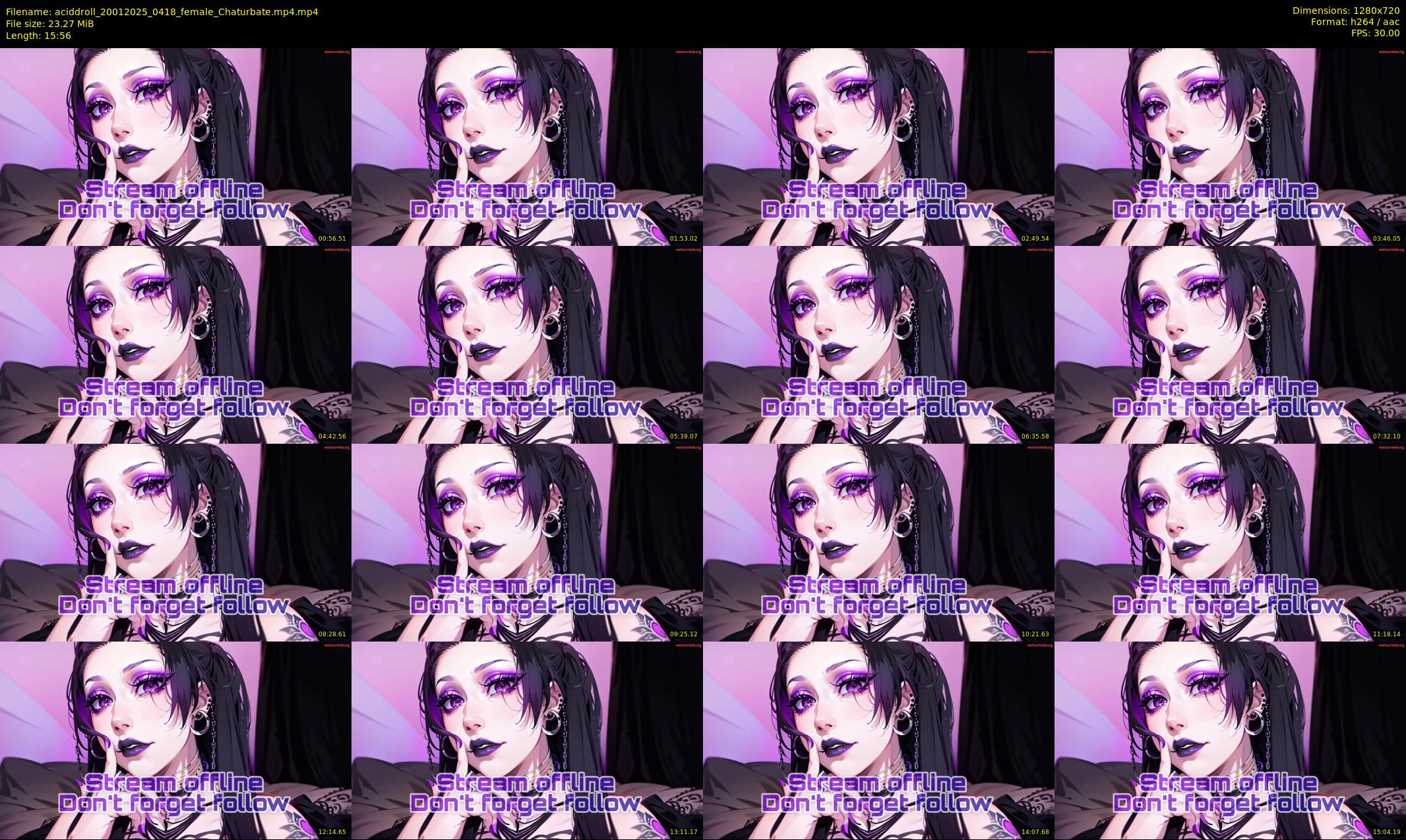 aciddroll — 16 minute Chaturbate female cam show recording, 720p, Jan 20, 2025