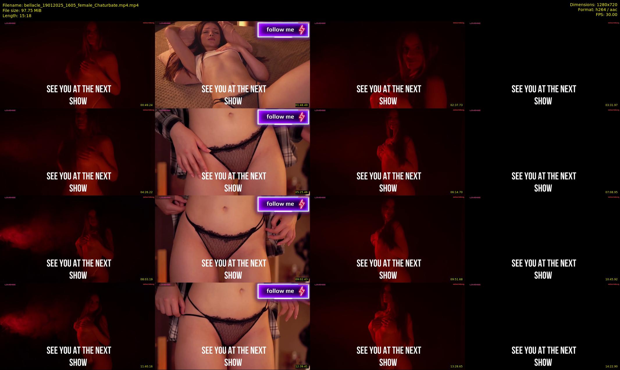 bellacle — 16 minute Chaturbate female cam show recording, 720p, Jan 19, 2025