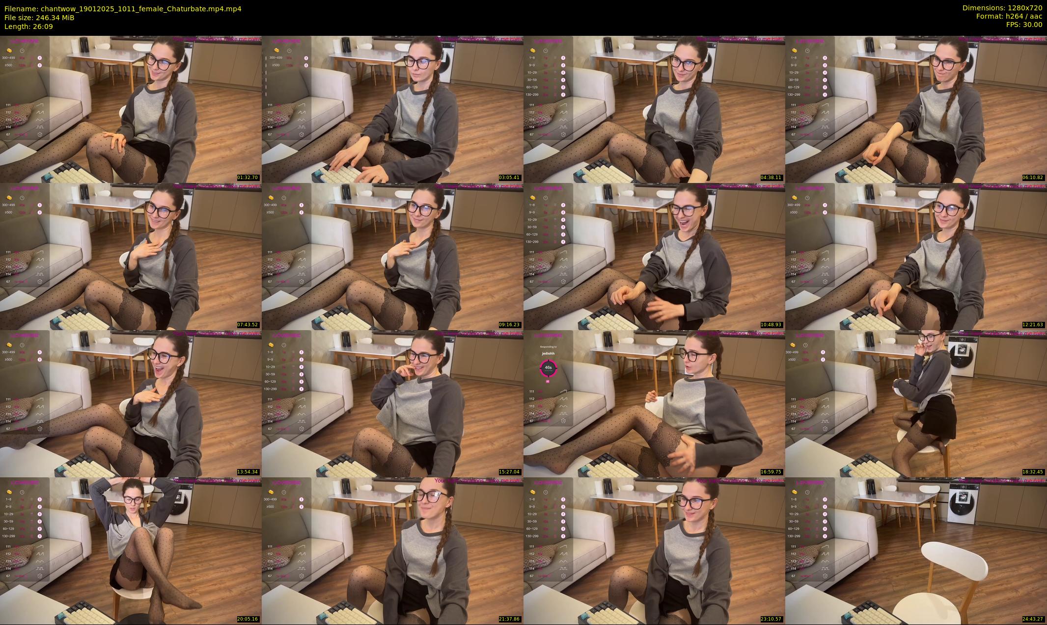 chantwow — 27 minute Chaturbate female cam show recording, 720p, Jan 19, 2025