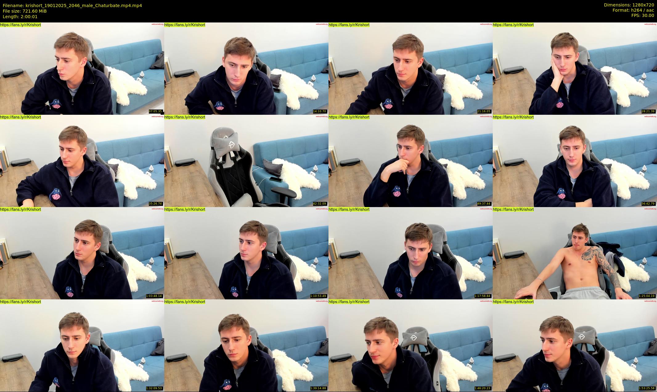 krishort — 121 minute Chaturbate male cam show recording, 720p, Jan 19, 2025