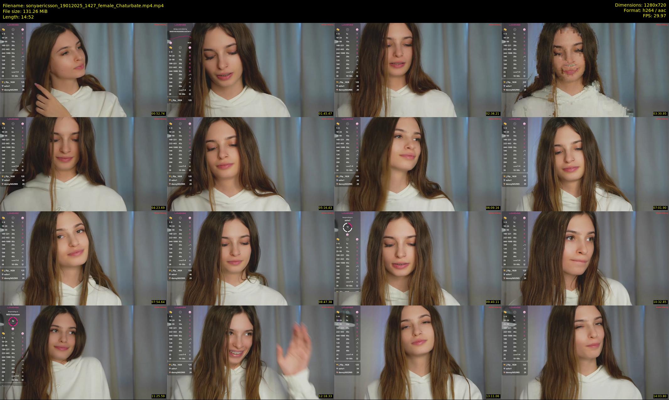 sonyaericsson — 15 minute Chaturbate female cam show recording, 720p, Jan 19, 2025