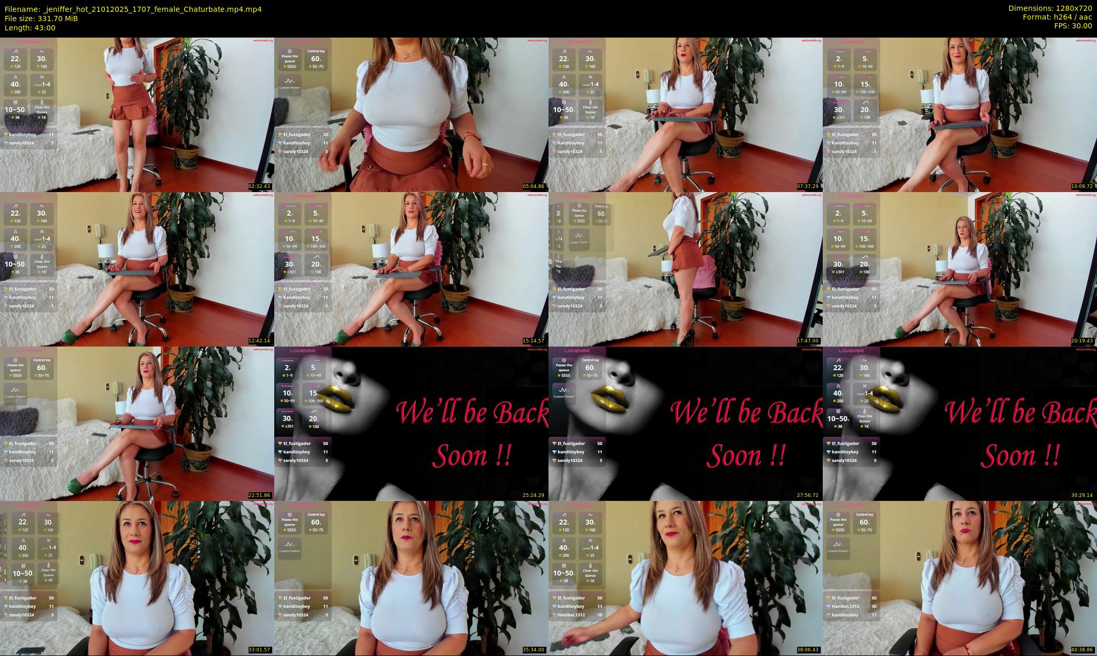 _jeniffer_hot — 43 minute Chaturbate female cam show recording, 720p, Jan 21, 2025