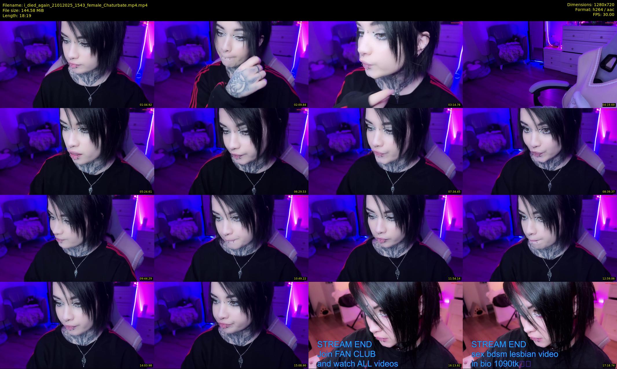 i_died_again — 19 minute Chaturbate female cam show recording, 720p, Jan 21, 2025