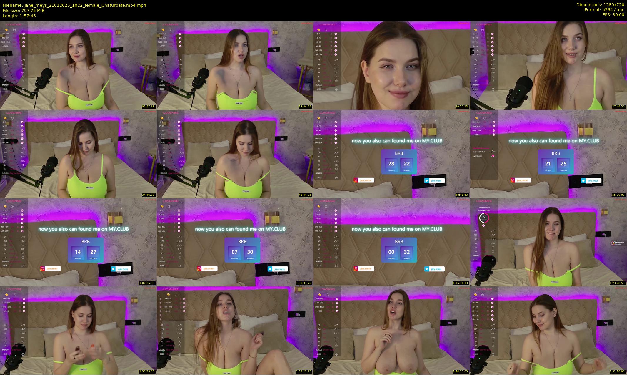 jane_meys — 118 minute Chaturbate female cam show recording, 720p, Jan 21, 2025