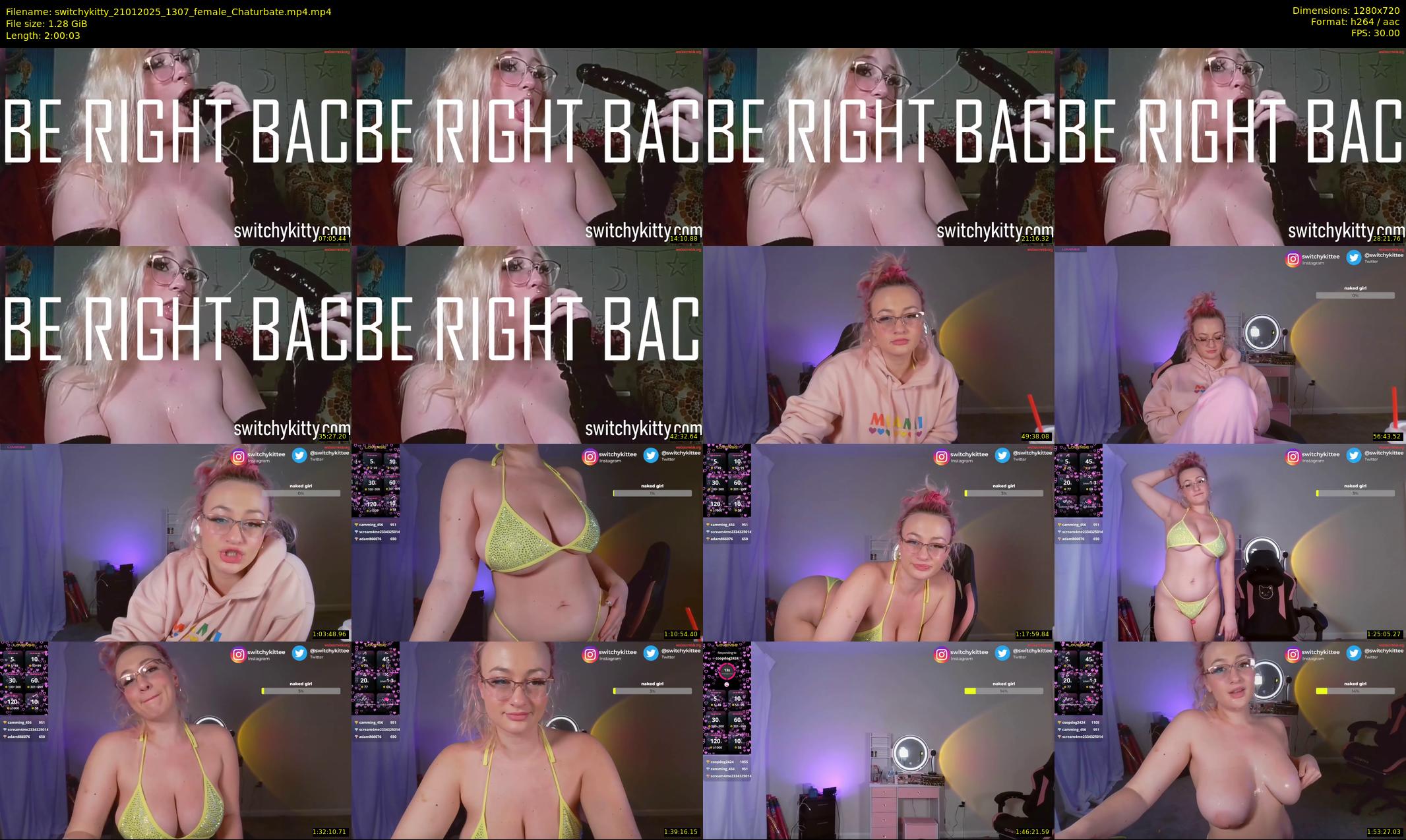 switchykitty — 121 minute Chaturbate female cam show recording, 720p, Jan 21, 2025