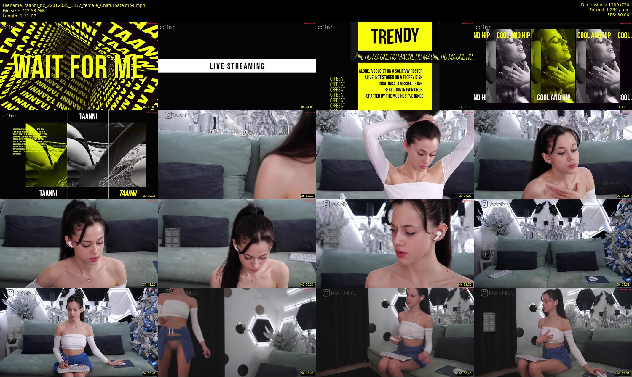taanni_bc — 72 minute Chaturbate female cam show recording, 720p, Jan 22, 2025