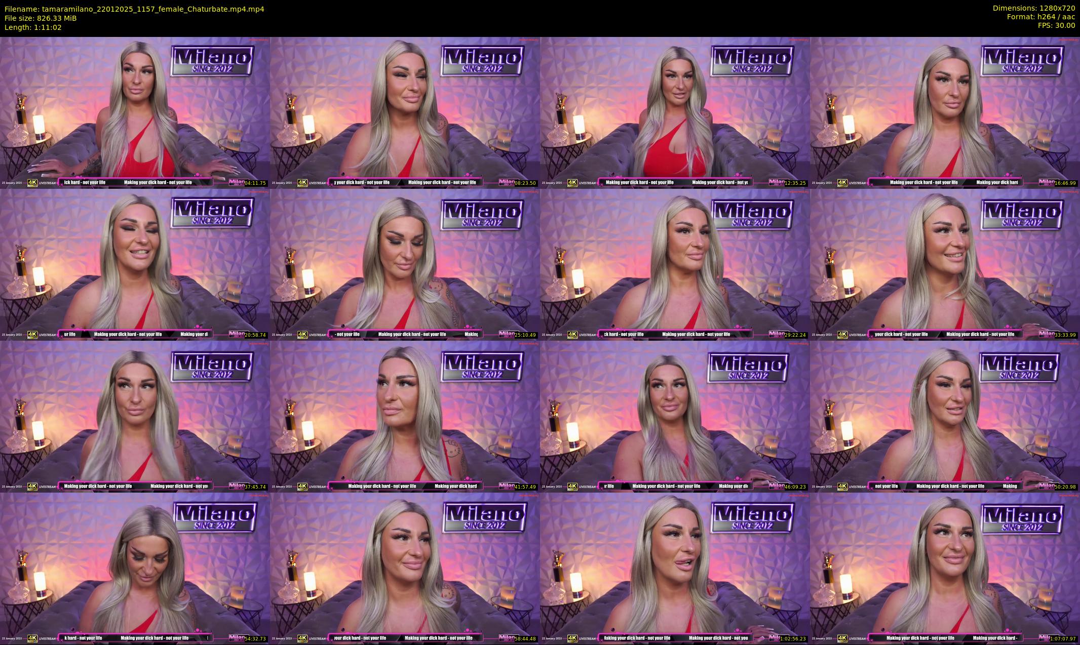 tamaramilano — 72 minute Chaturbate female cam show recording, 720p, Jan 22, 2025