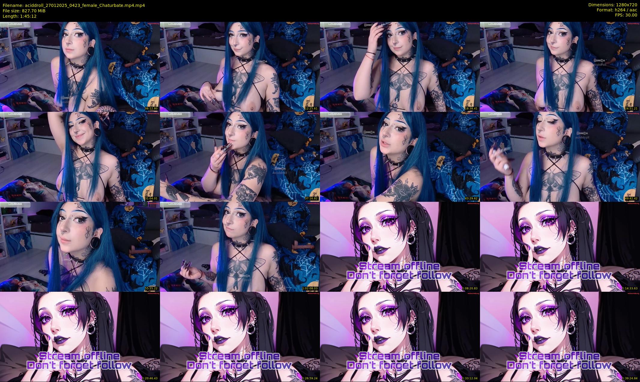 aciddroll — 106 minute Chaturbate female cam show recording, 720p, Jan 27, 2025