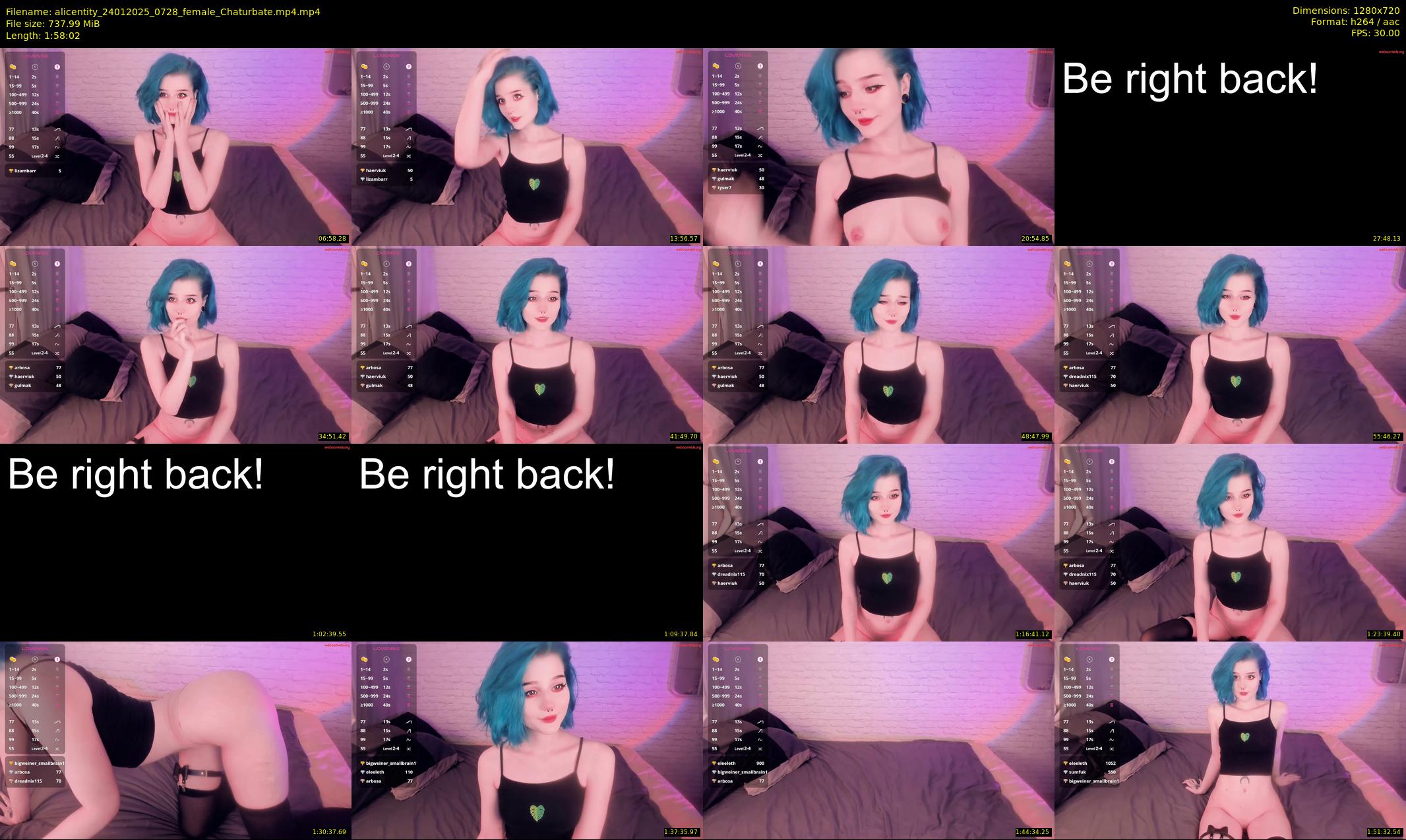 alicentity — 119 minute Chaturbate female cam show recording, 720p, Jan 24, 2025