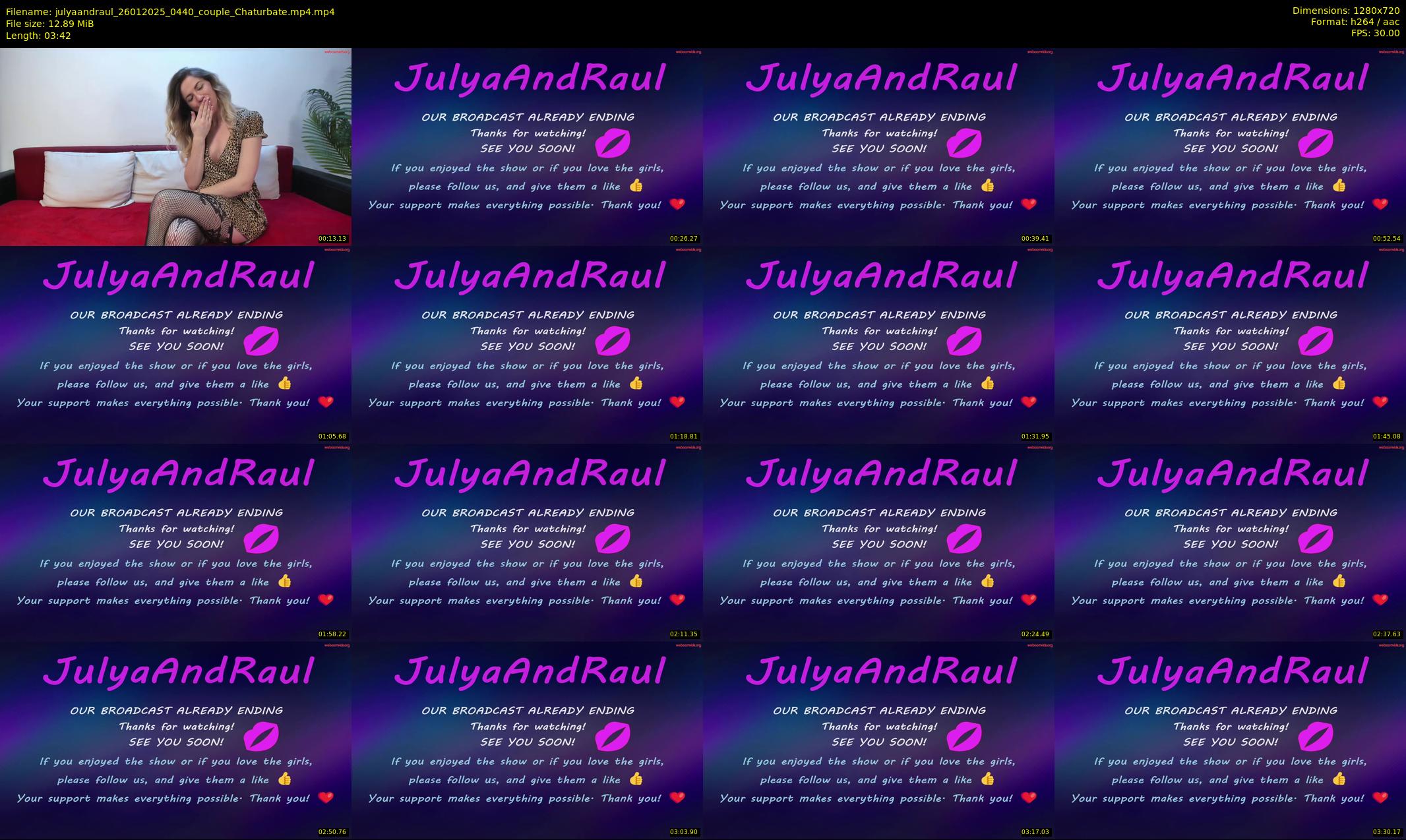 julyaandraul — 4 minute Chaturbate couple cam show recording, 720p, Jan 26, 2025