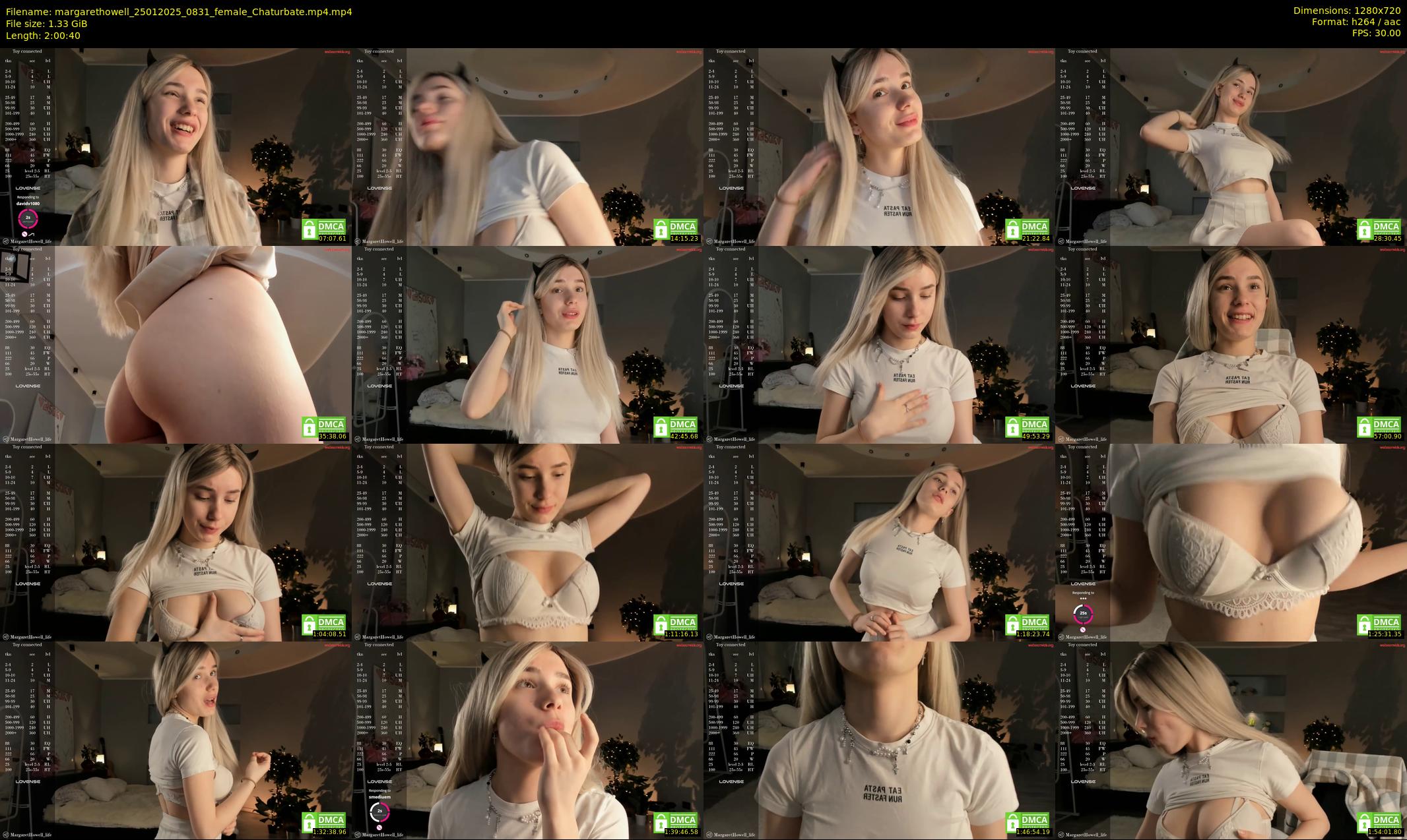 margarethowell — 121 minute Chaturbate female cam show recording, 720p, Jan 25, 2025