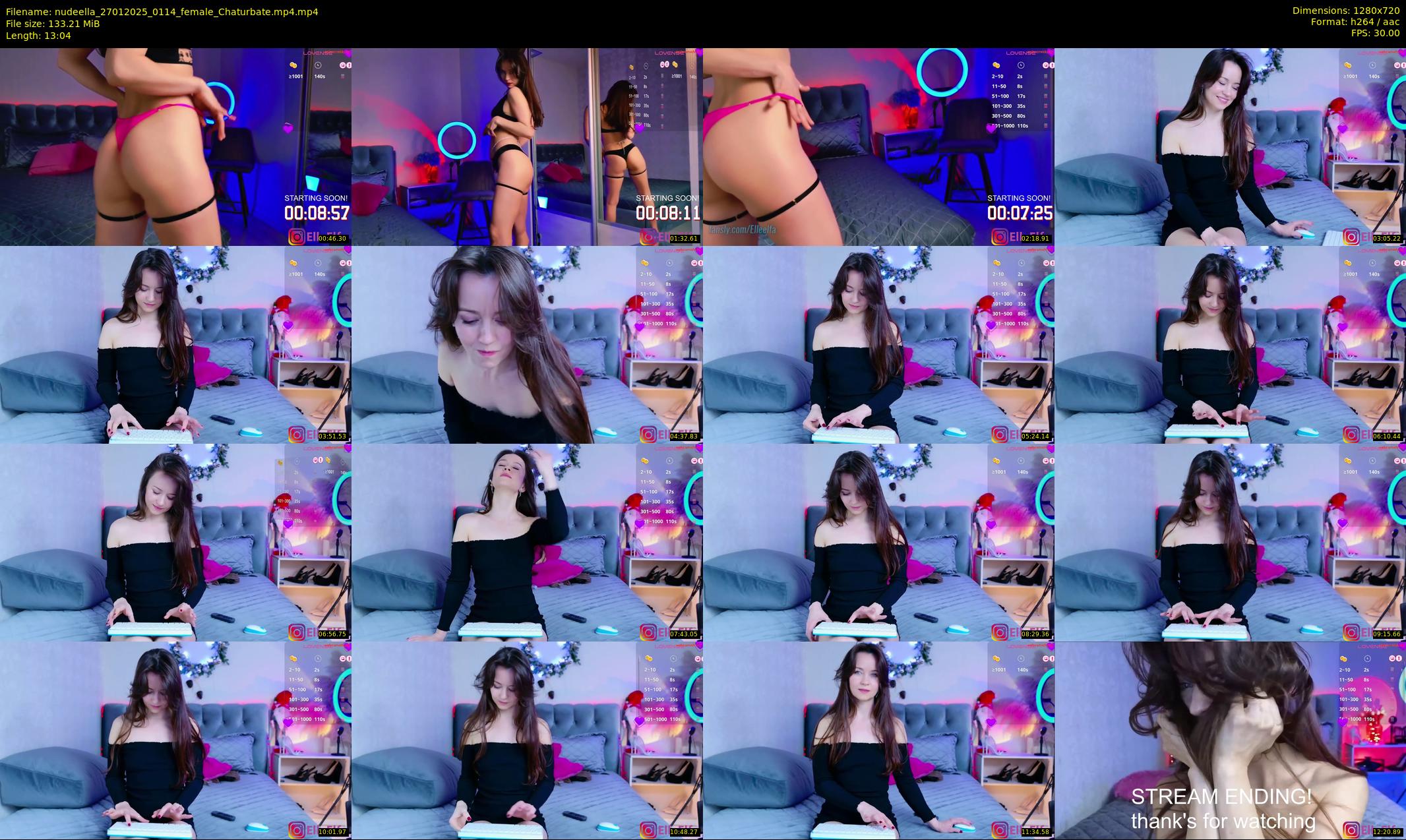 nudeella — 14 minute Chaturbate female cam show recording, 720p, Jan 27, 2025