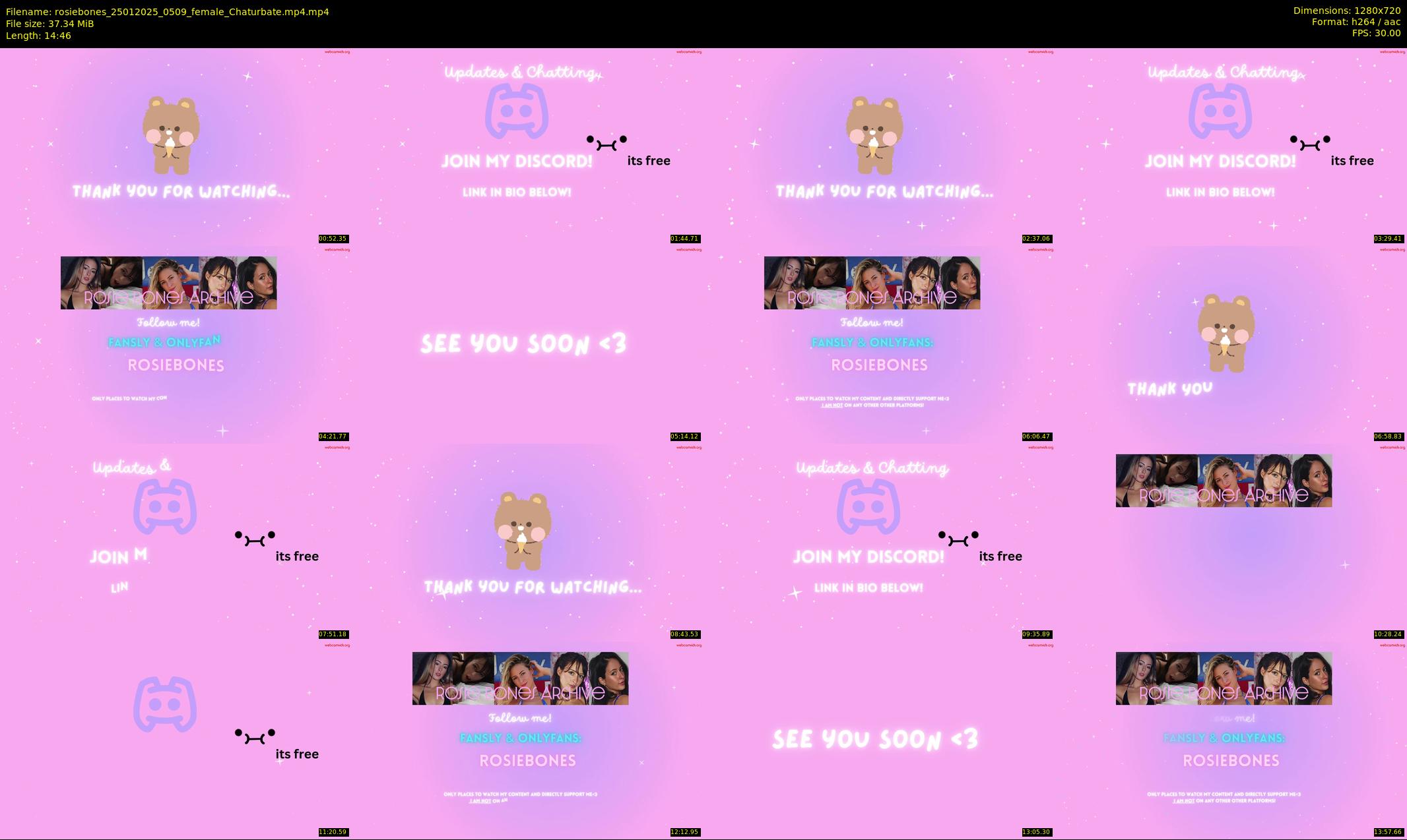 rosiebones — 15 minute Chaturbate female cam show recording, 720p, Jan 25, 2025