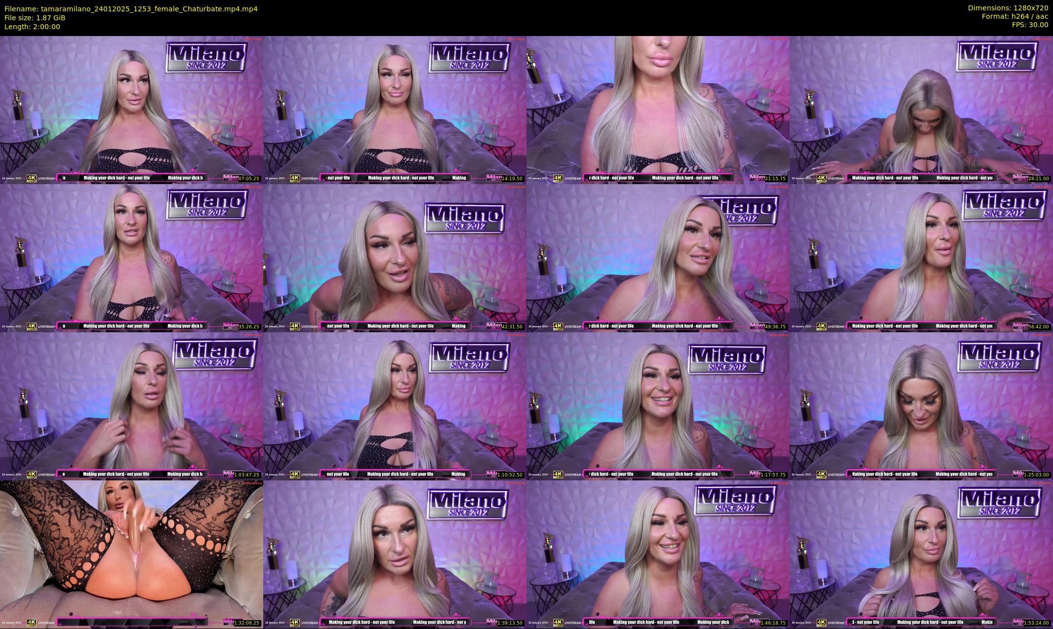 tamaramilano — 120 minute Chaturbate female cam show recording, 720p, Jan 24, 2025