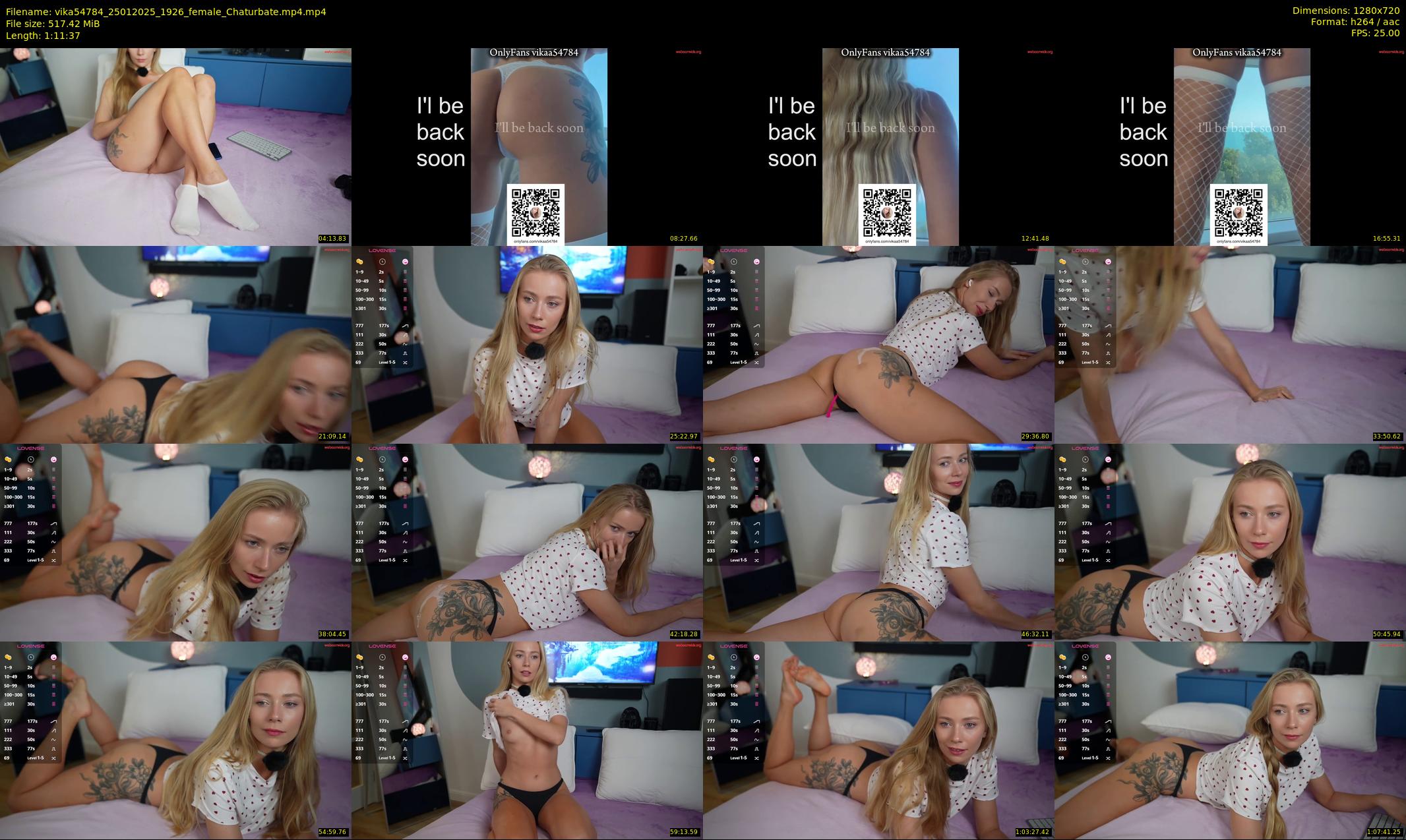 vika54784 — 72 minute Chaturbate female cam show recording, 720p, Jan 25, 2025